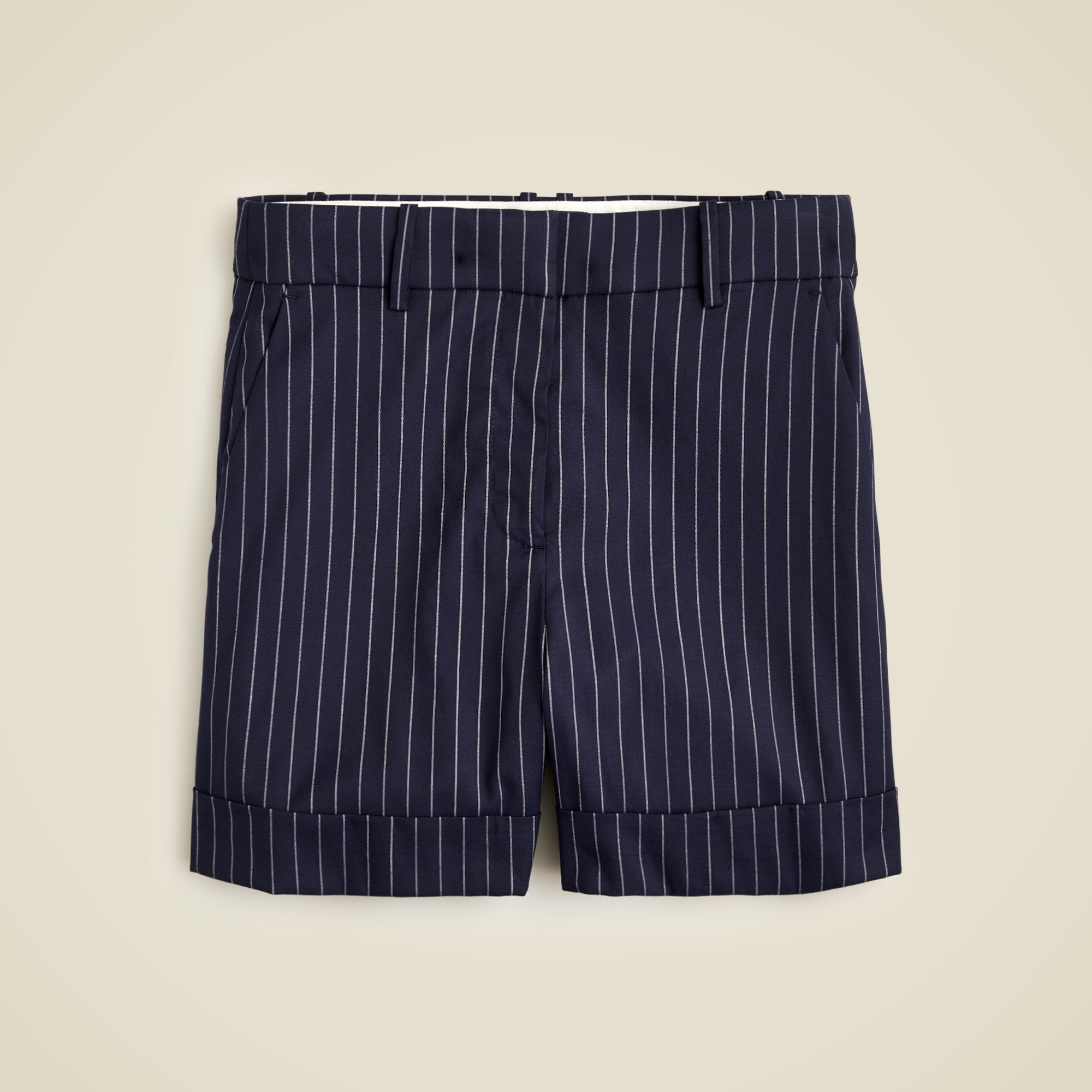 womens Collection high-rise short in pinstripe Italian wool blend