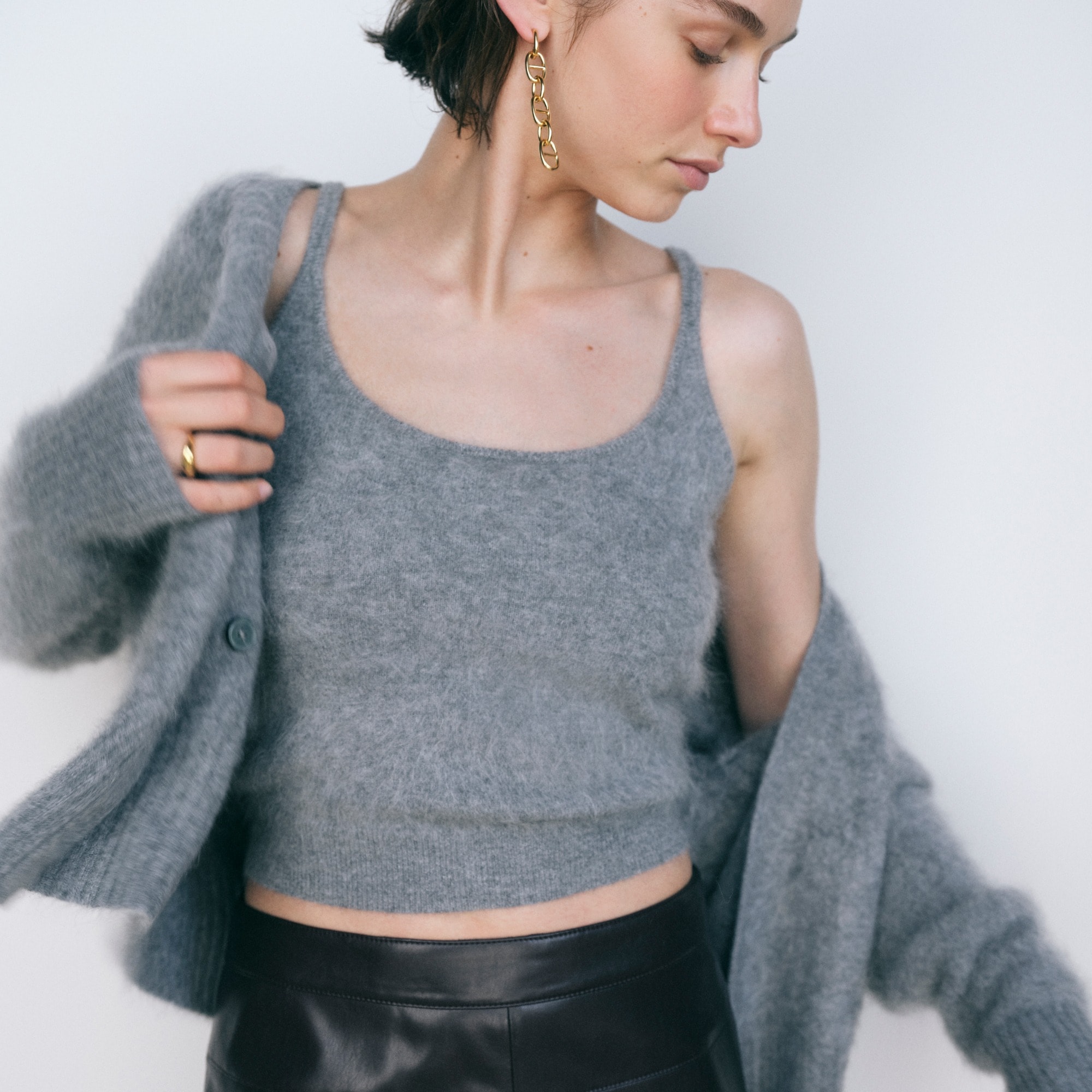 womens Brushed cashmere cropped camisole sweater