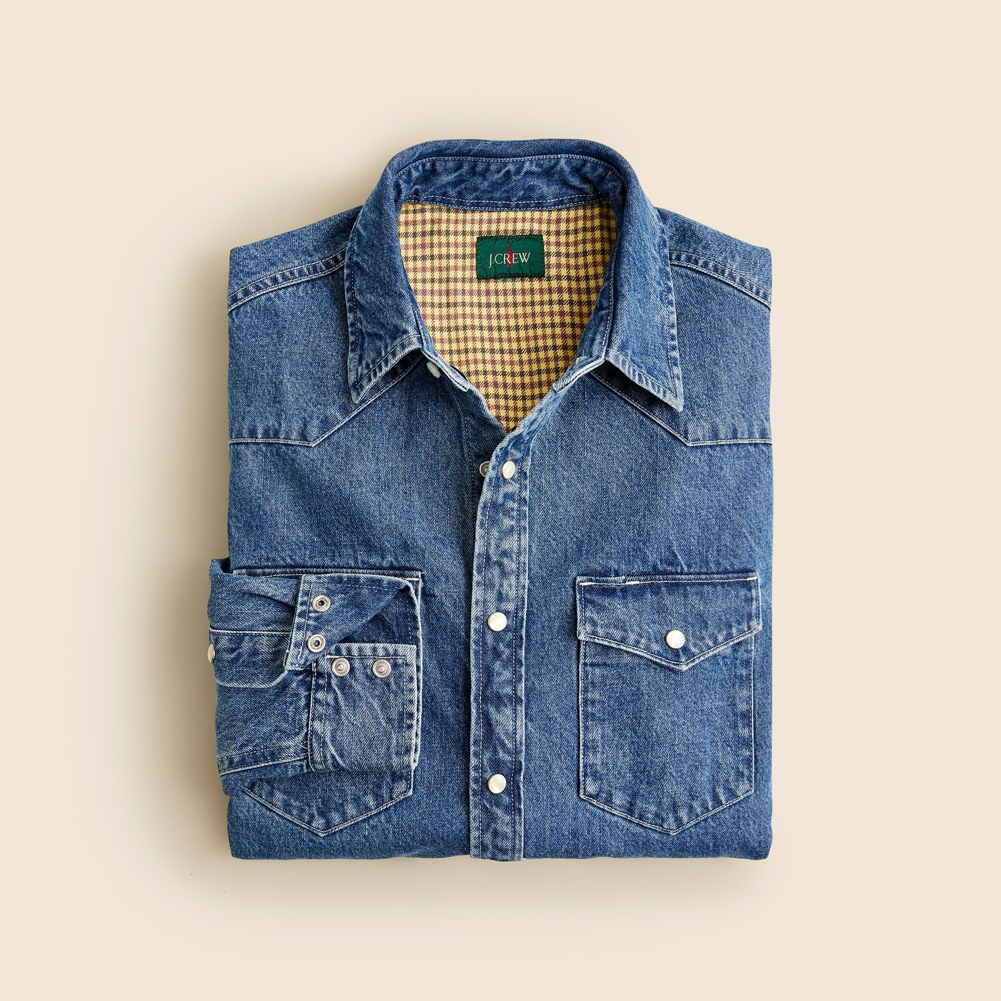  Heavyweight denim western shirt with flannel lining