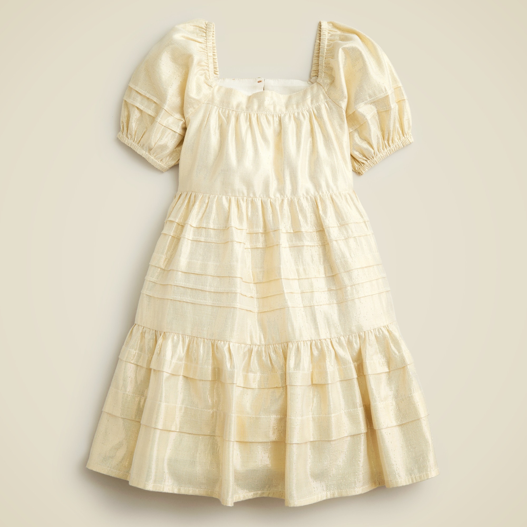 girls Girls' pintuck dress in gold lam&eacute;