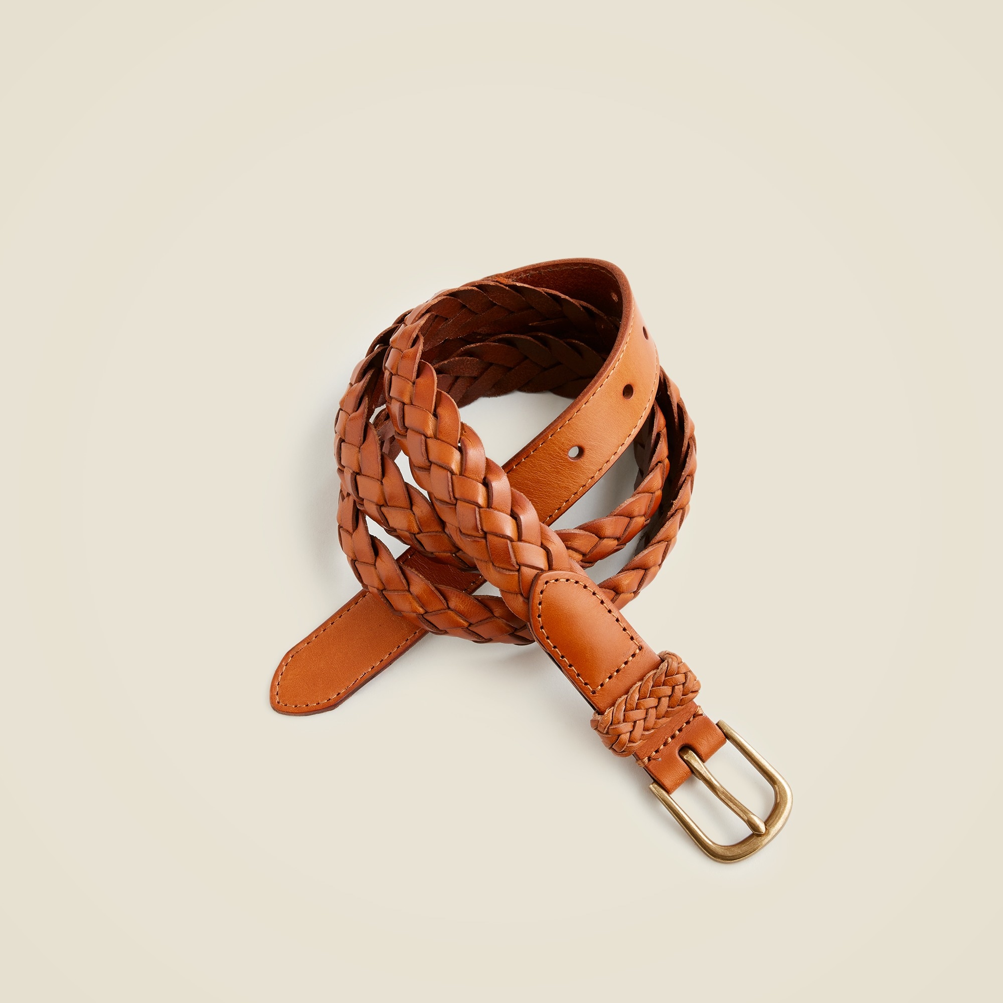 mens Narrow braided leather belt