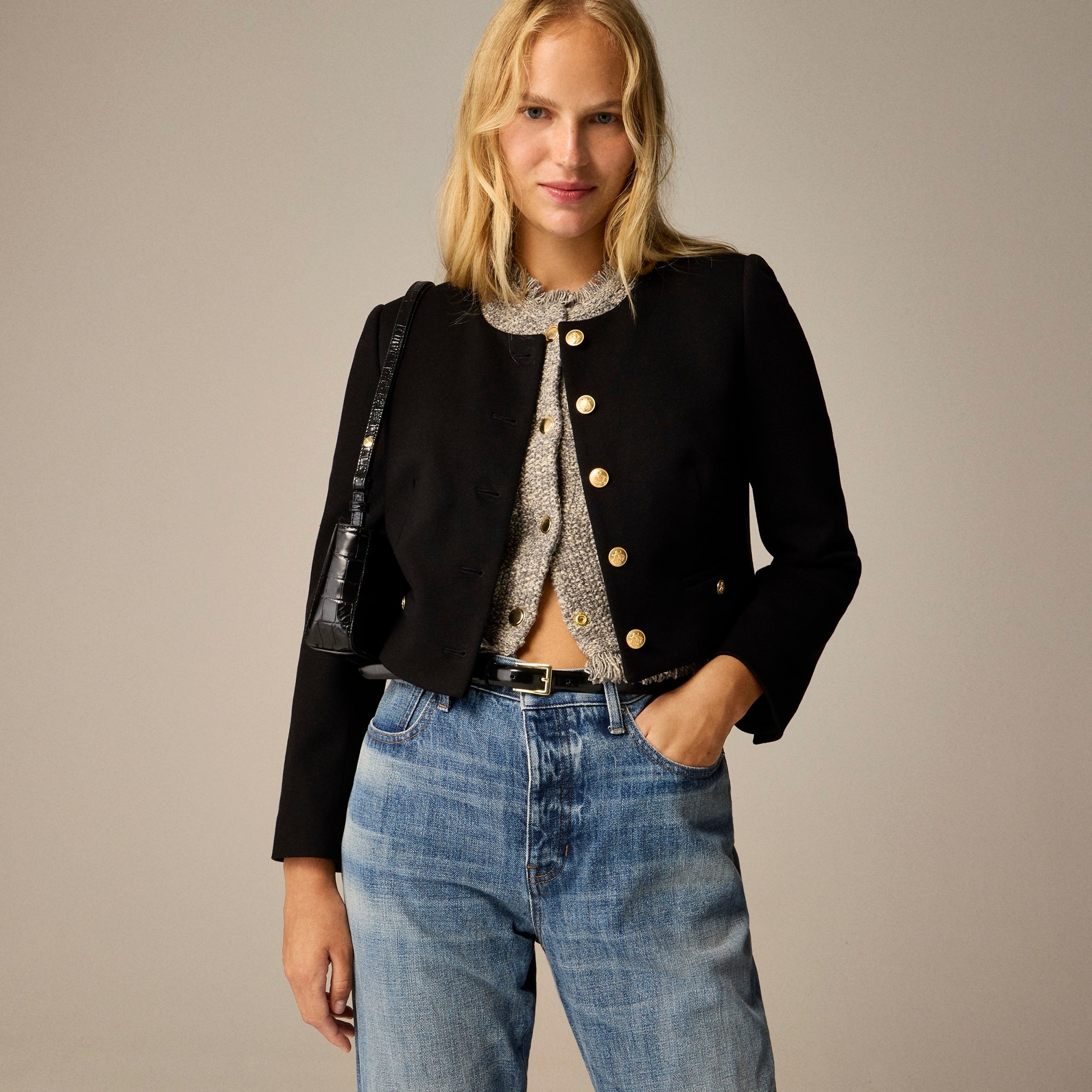 womens Cropped lady jacket in stretch twill