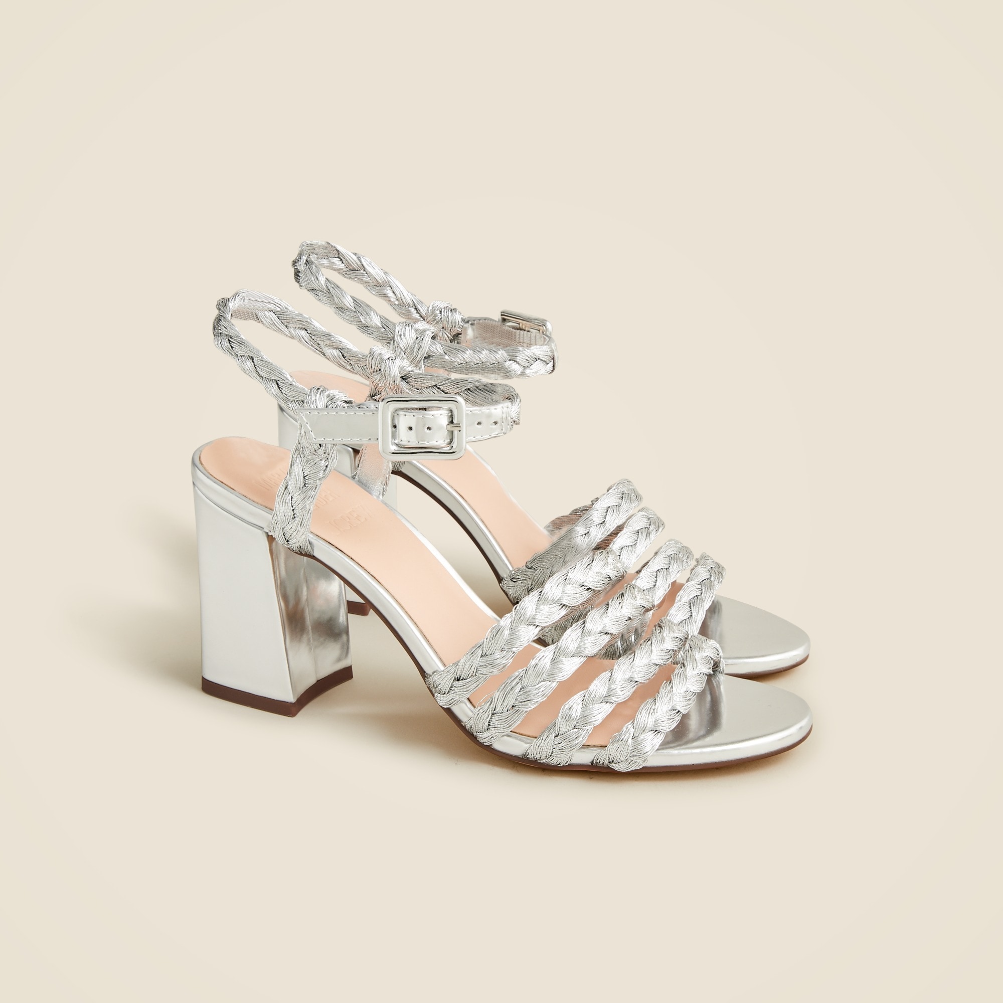 womens Maryam Nassir Zadeh X J.Crew braided block-heel sandals in metallic