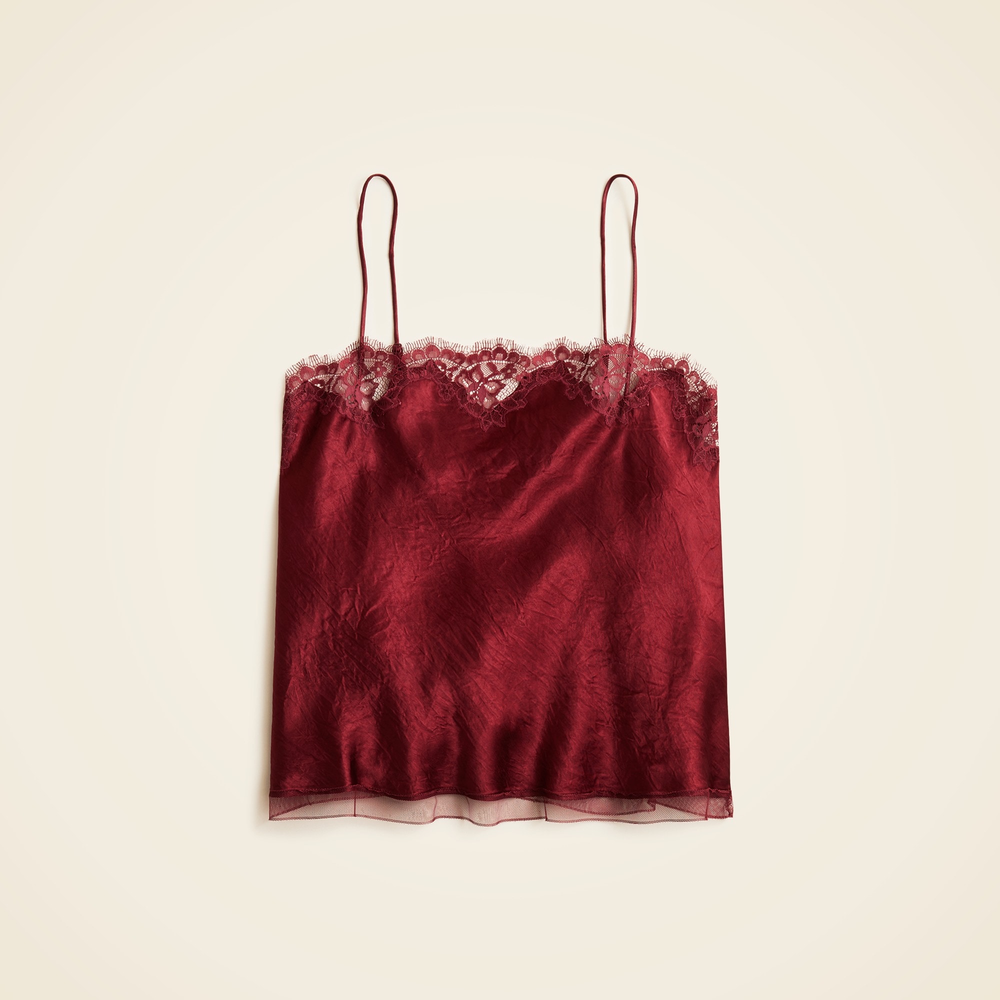 womens Lace-trim camisole top in textured satin