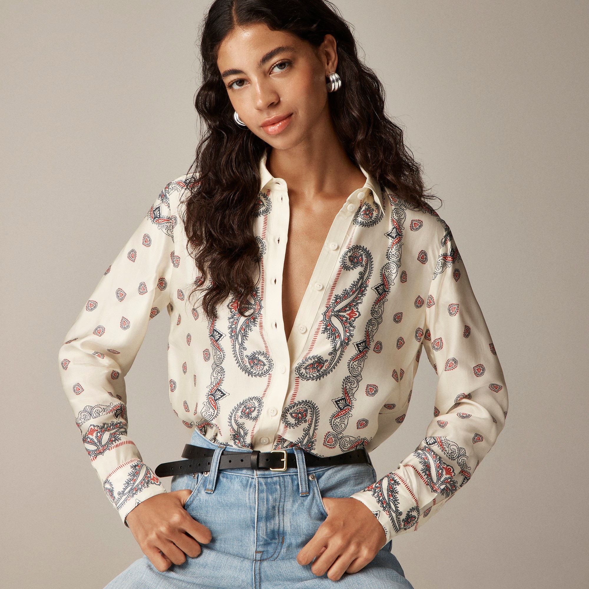 womens Drapey paisley-print shirt