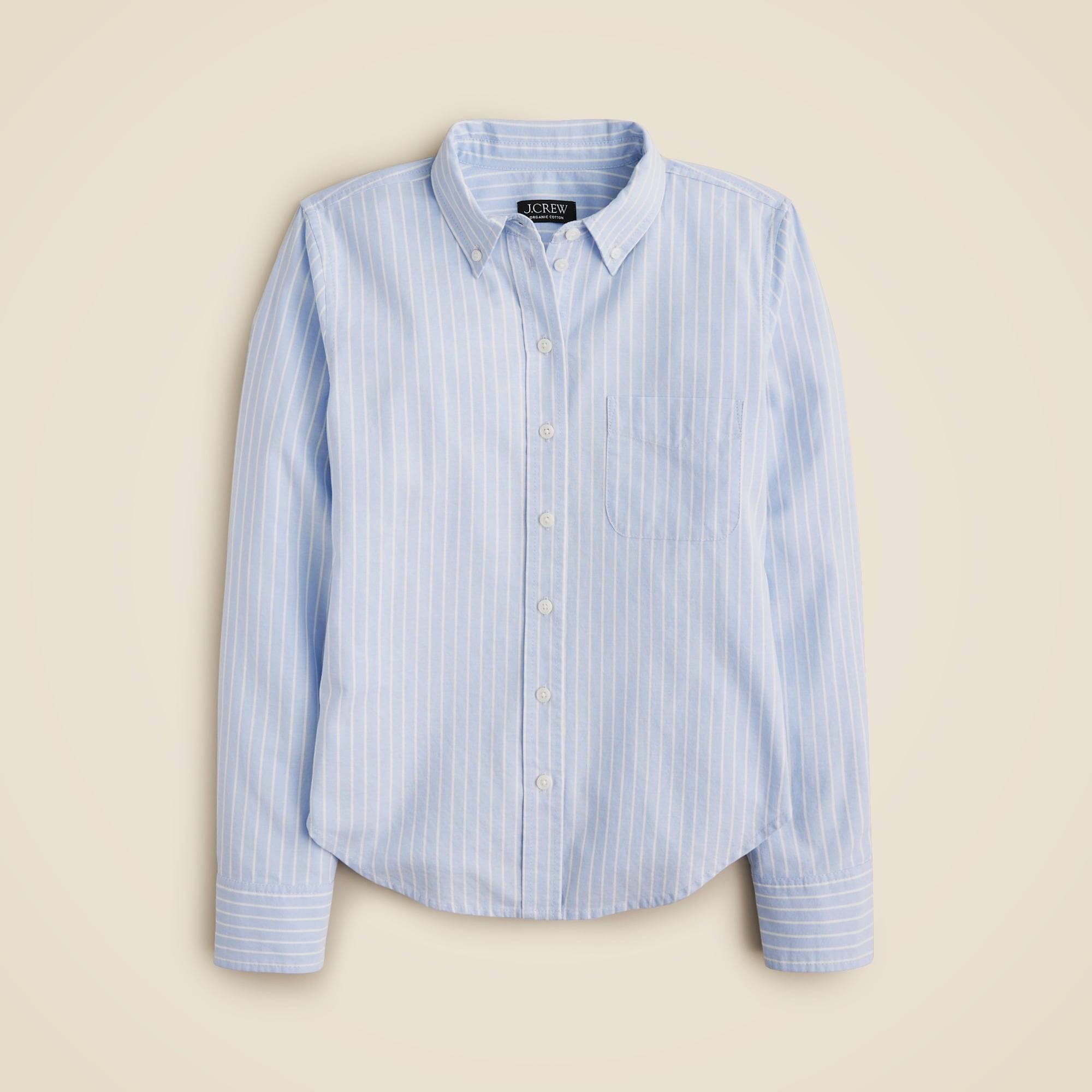  Shrunken button-up shirt in striped broken-in cotton oxford