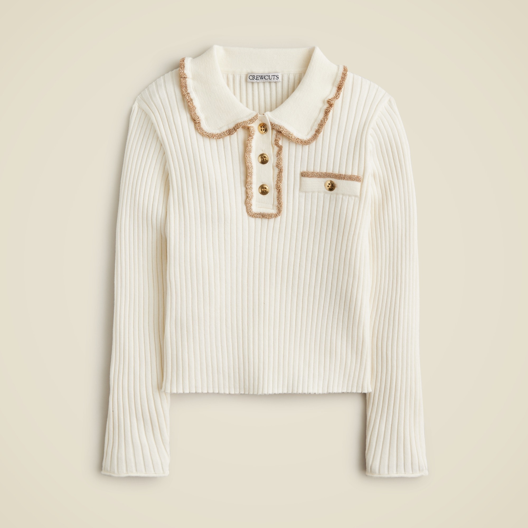  Girls' ruffle polo sweater