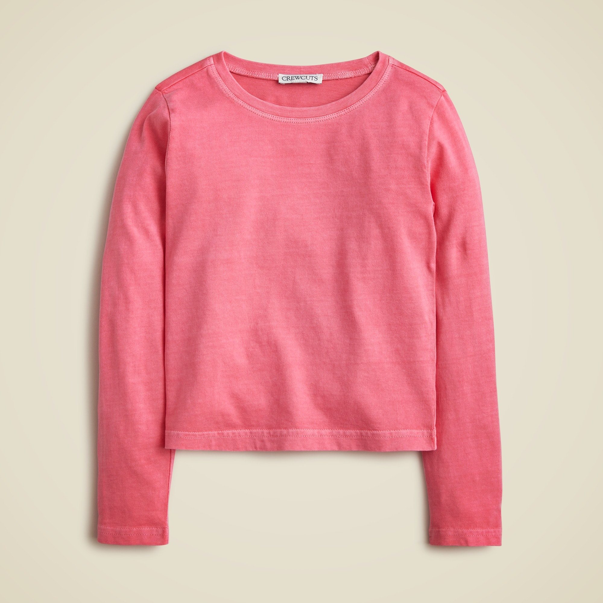 girls Girls' long-sleeve garment-dyed T-shirt in broken-in-jersey