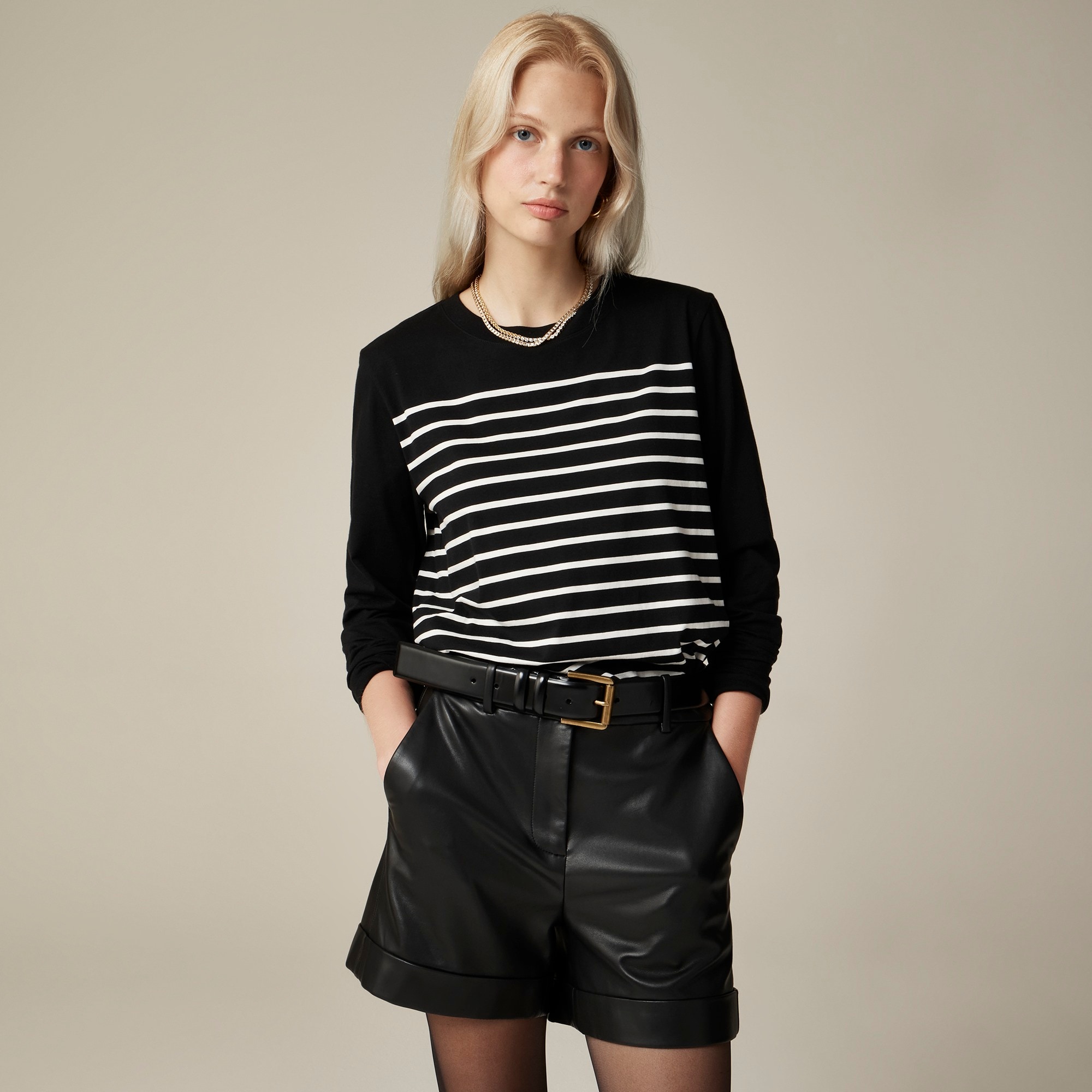  Pima cotton long-sleeve T-shirt in stripe