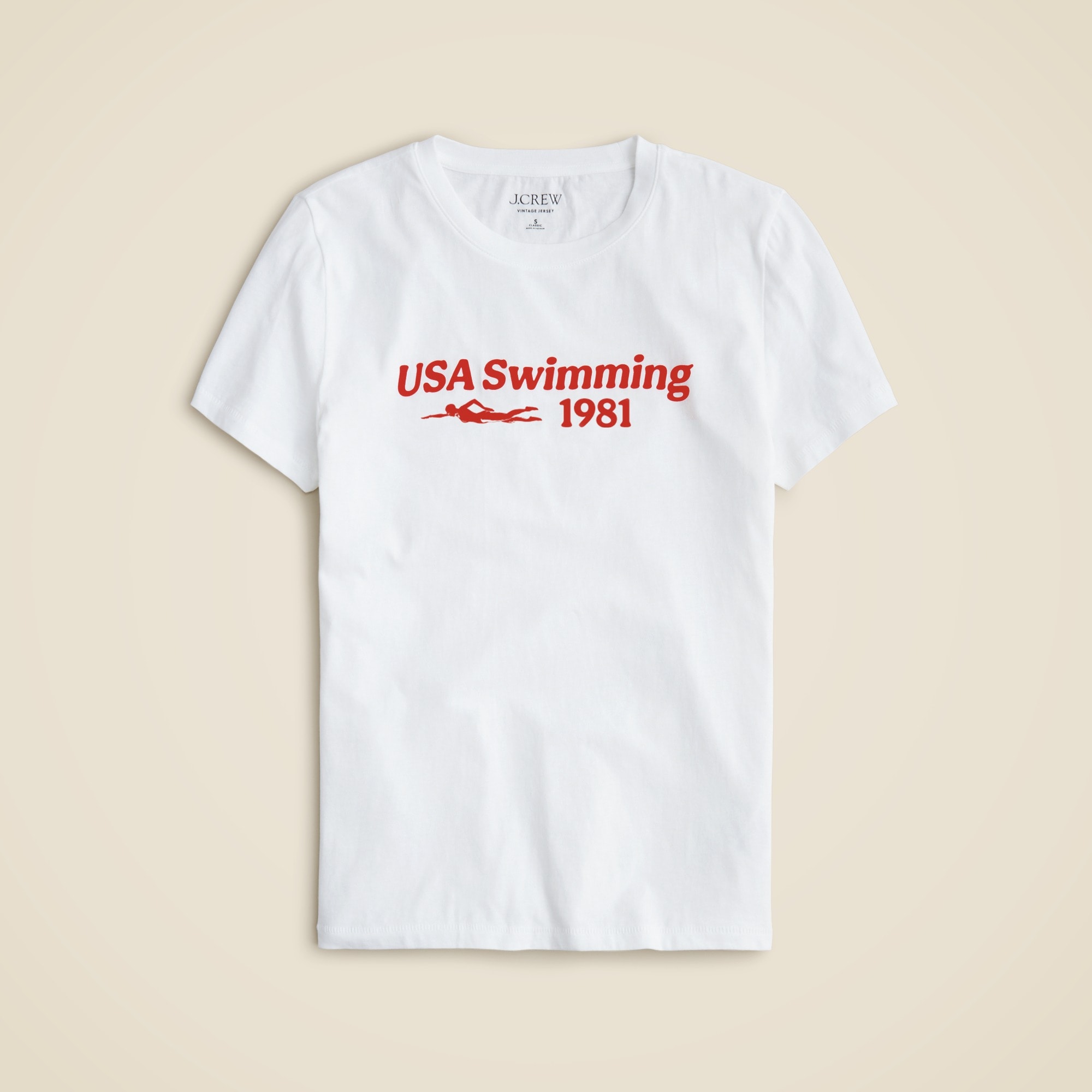 womens Limited-edition USA Swimming&reg; X J.Crew vintage jersey classic-fit crewneck T-shirt