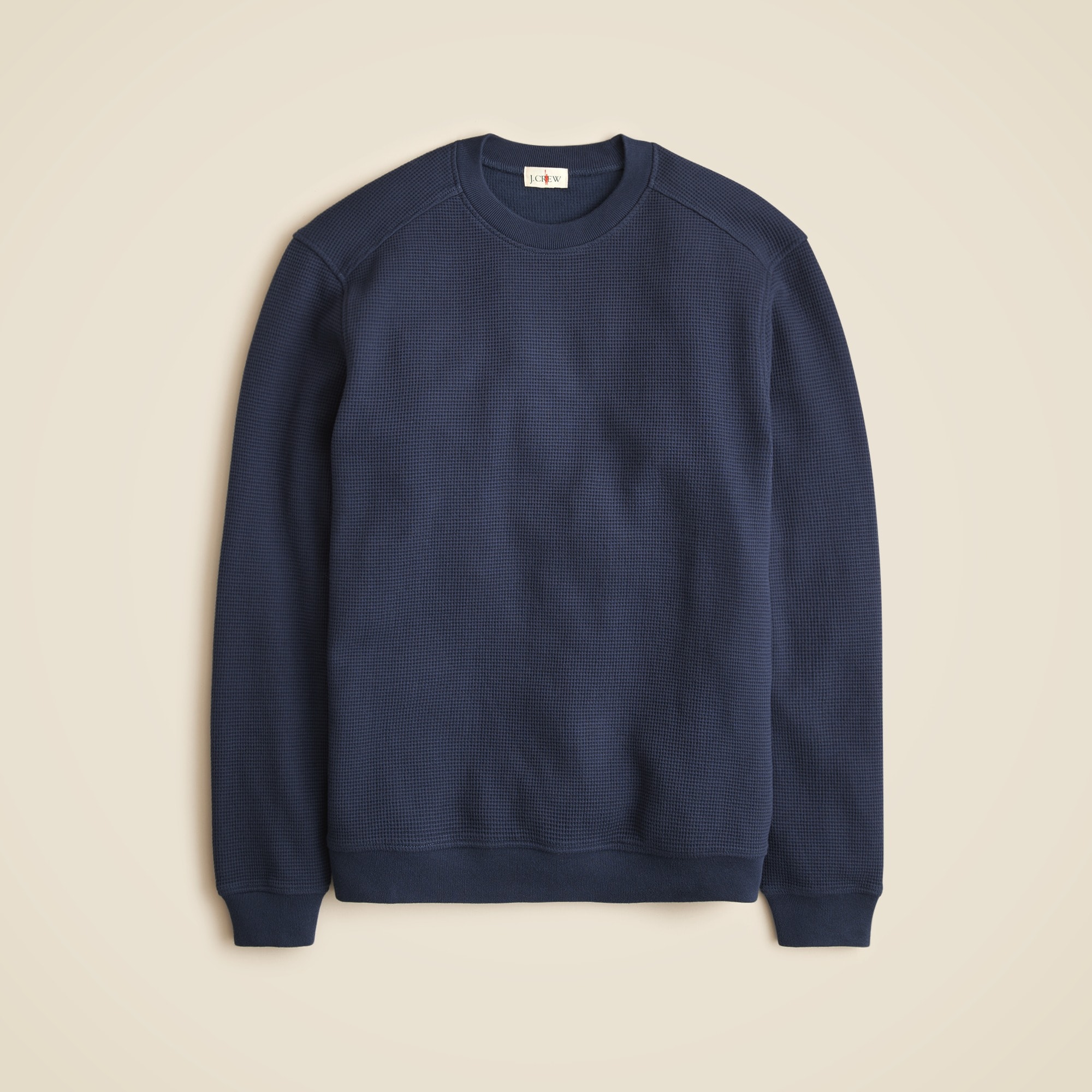 mens Long-sleeve brushed waffle-knit crewneck