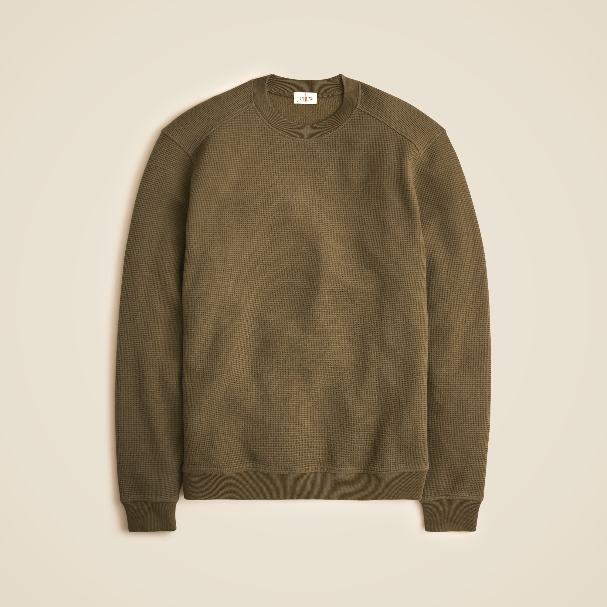 mens Long-sleeve brushed waffle-knit crewneck