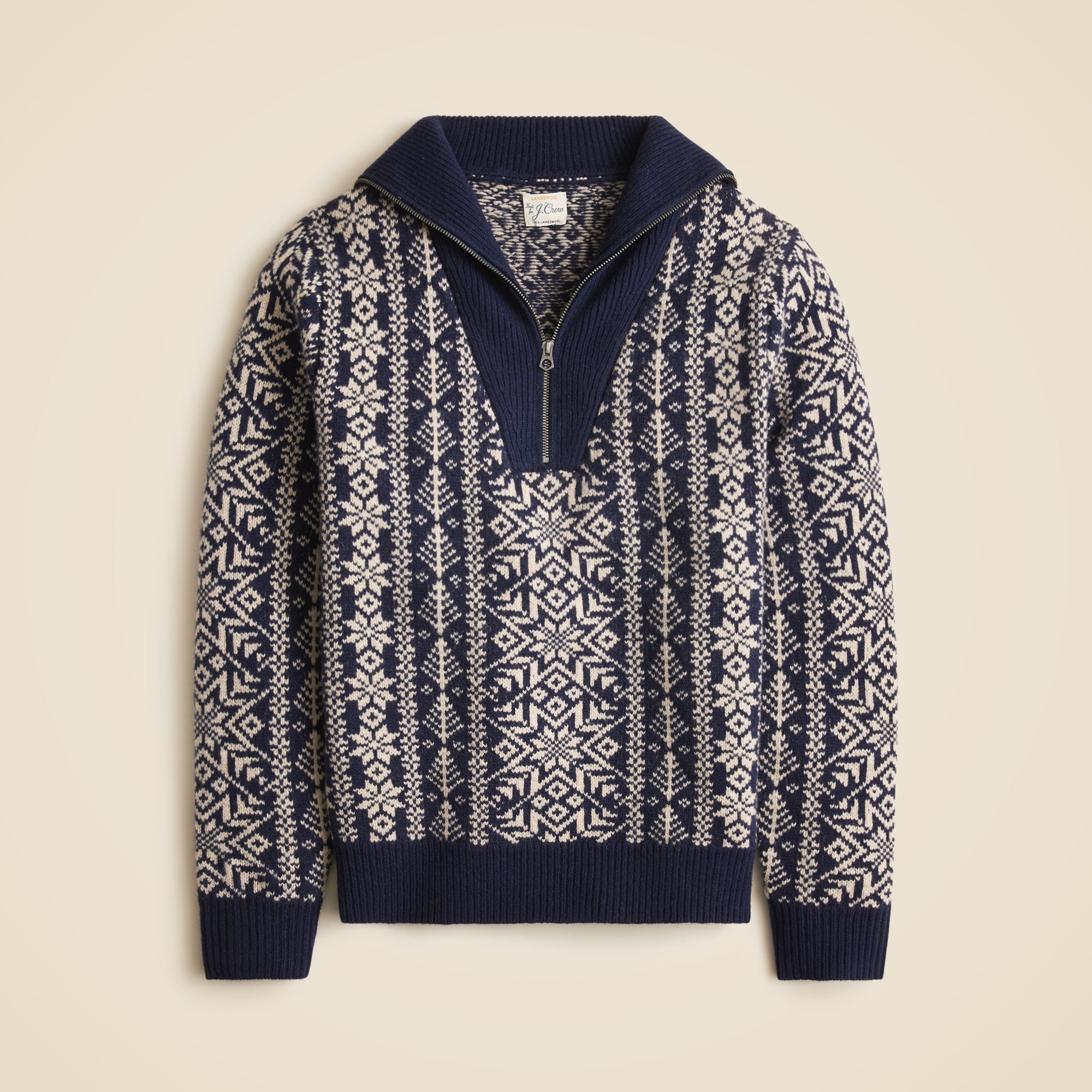 mens Fair Isle lambswool half-zip sweater