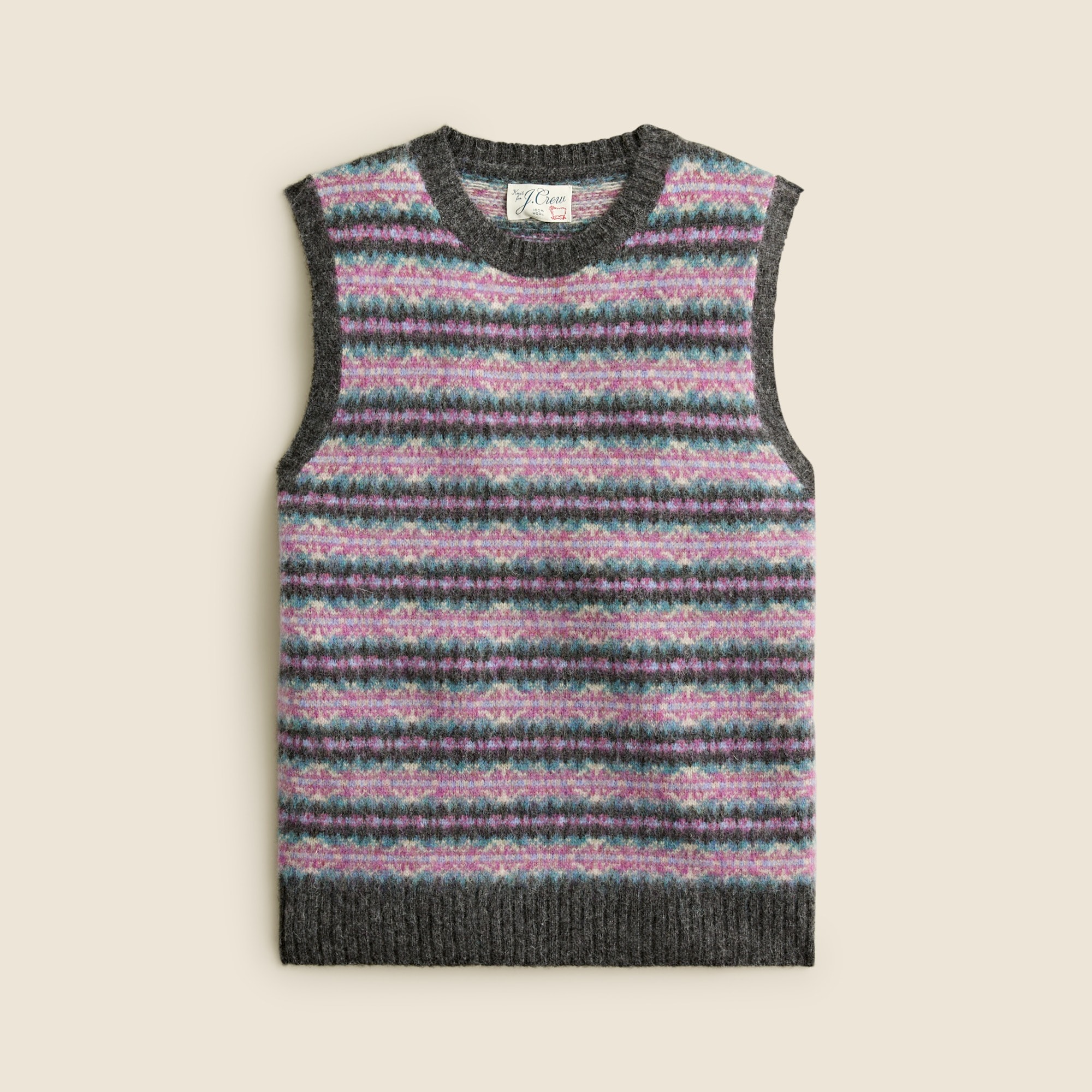  Brushed wool Fair Isle sweater-vest