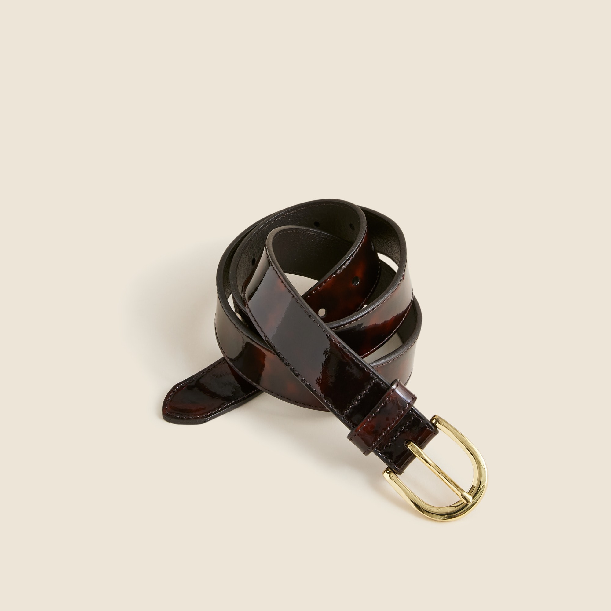 womens Tortoise patent-leather belt