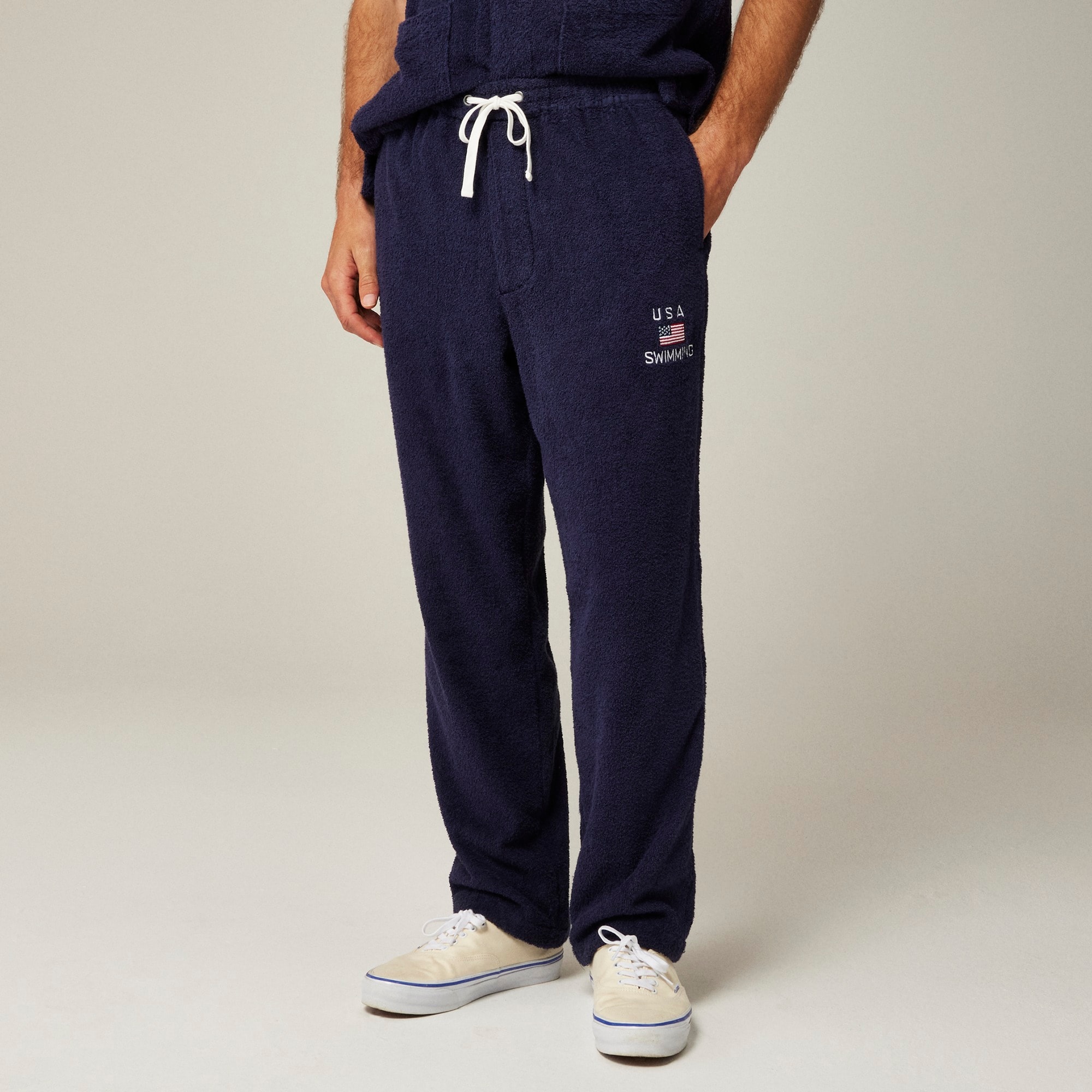 mens Limited-edition USA Swimming&reg; X J.Crew terry cloth pant