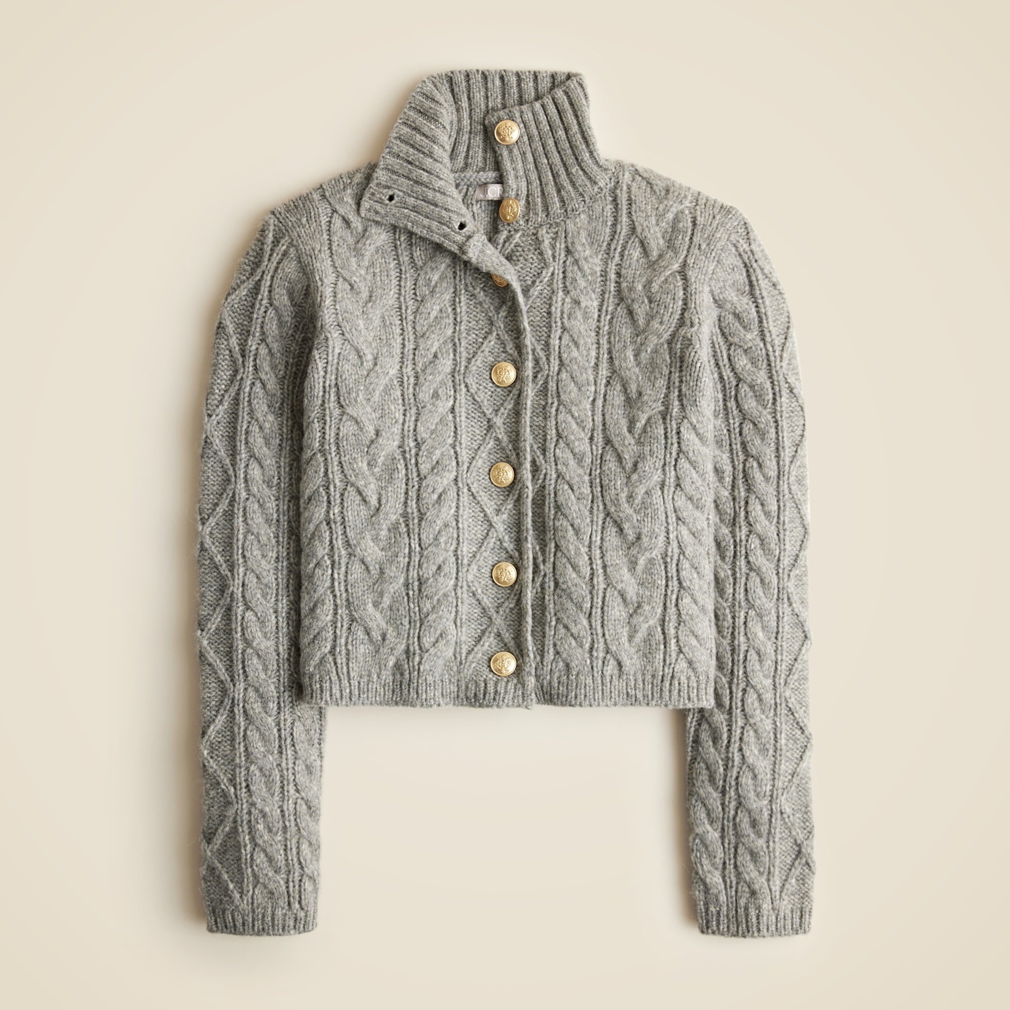 womens Cable-knit turtleneck cardigan sweater