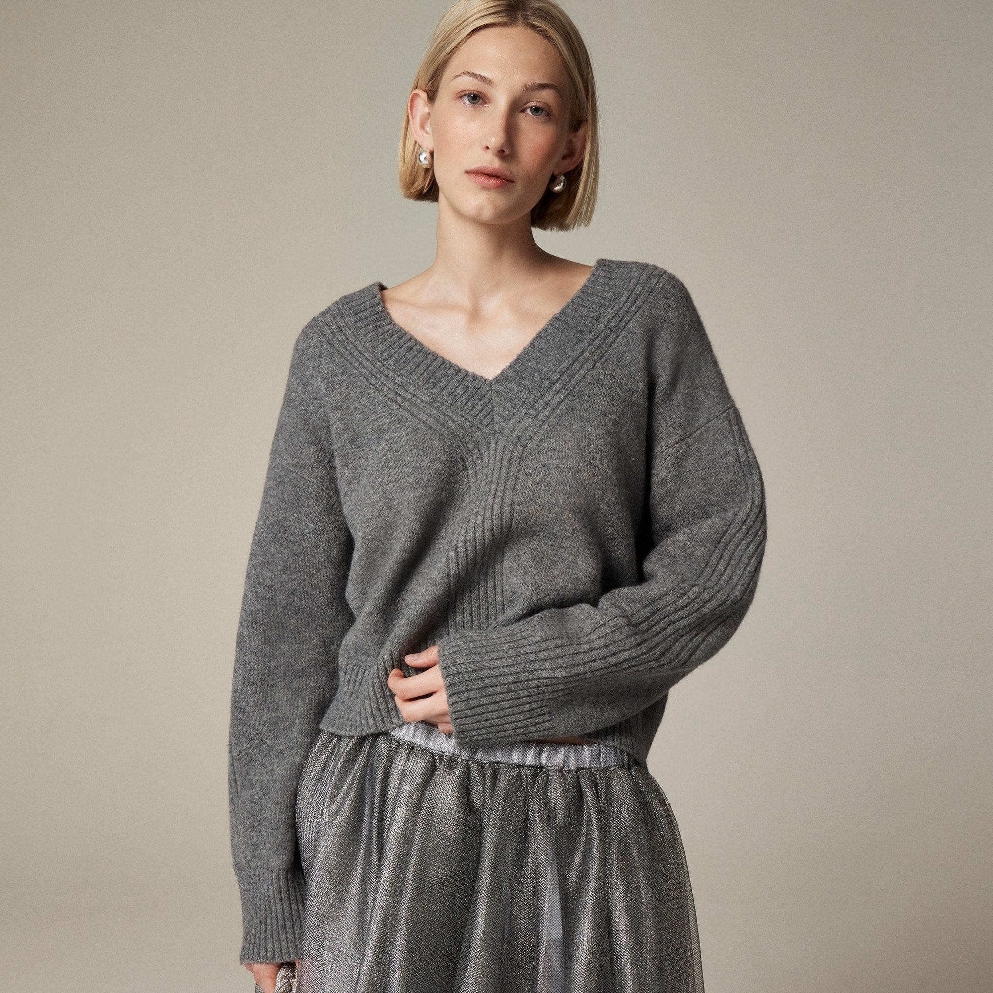 womens Relaxed V-neck sweater in Supersoft yarn