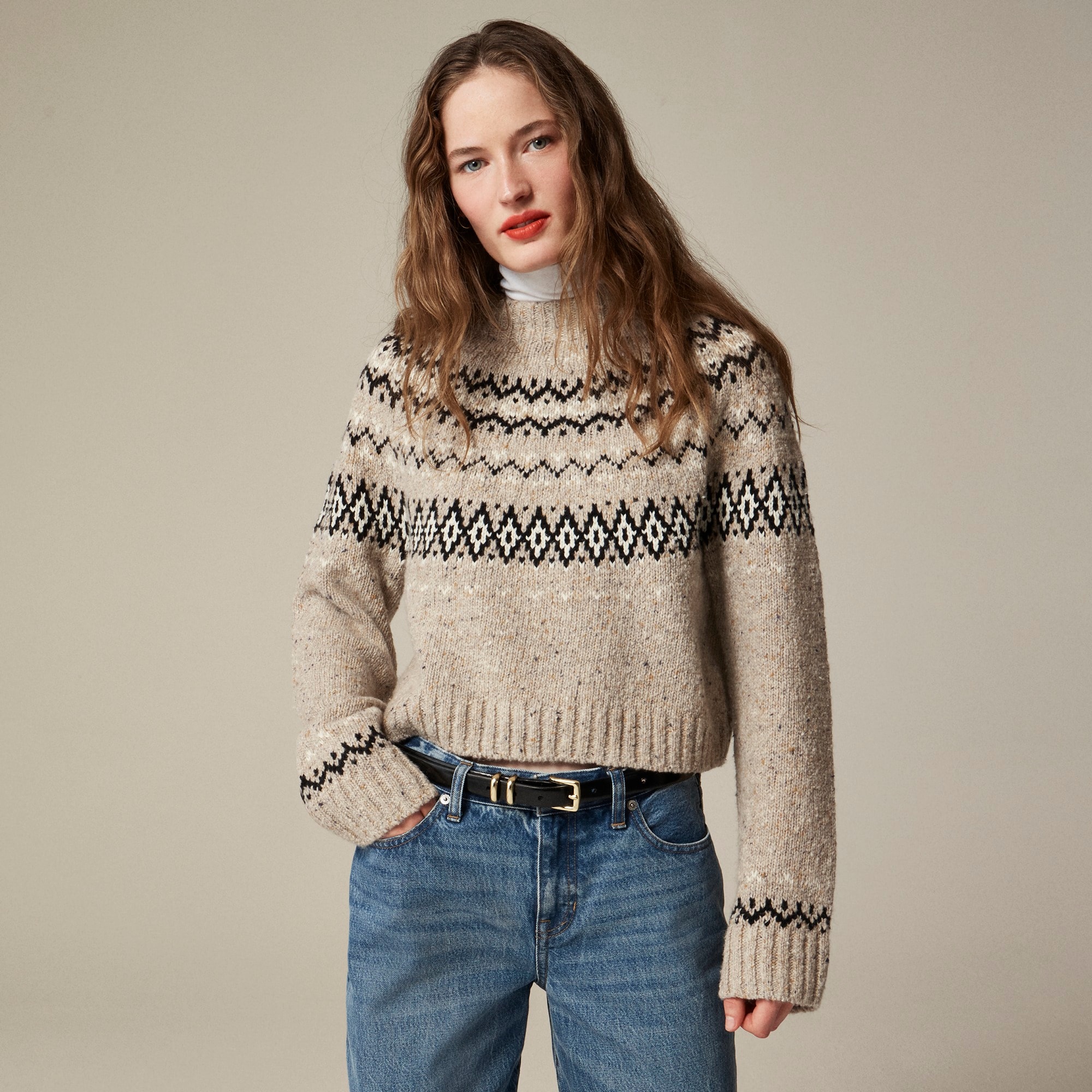 womens Fair Isle wide-mockneck sweater