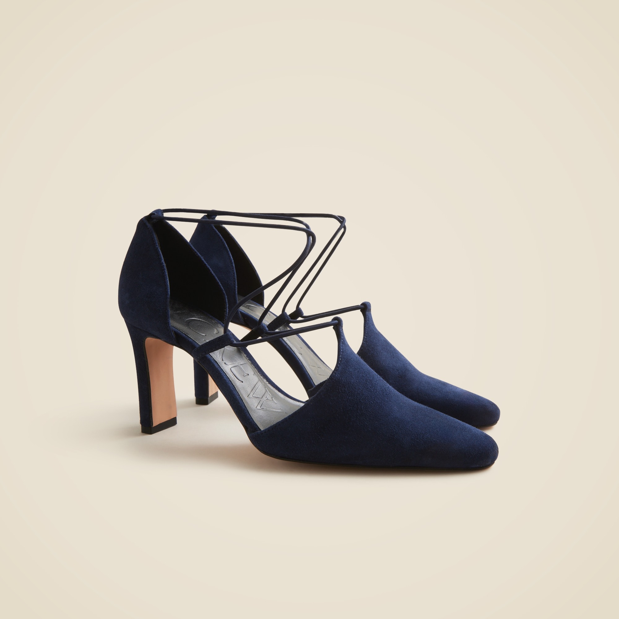 womens Made-in-Spain Jules cross-strap pumps in suede