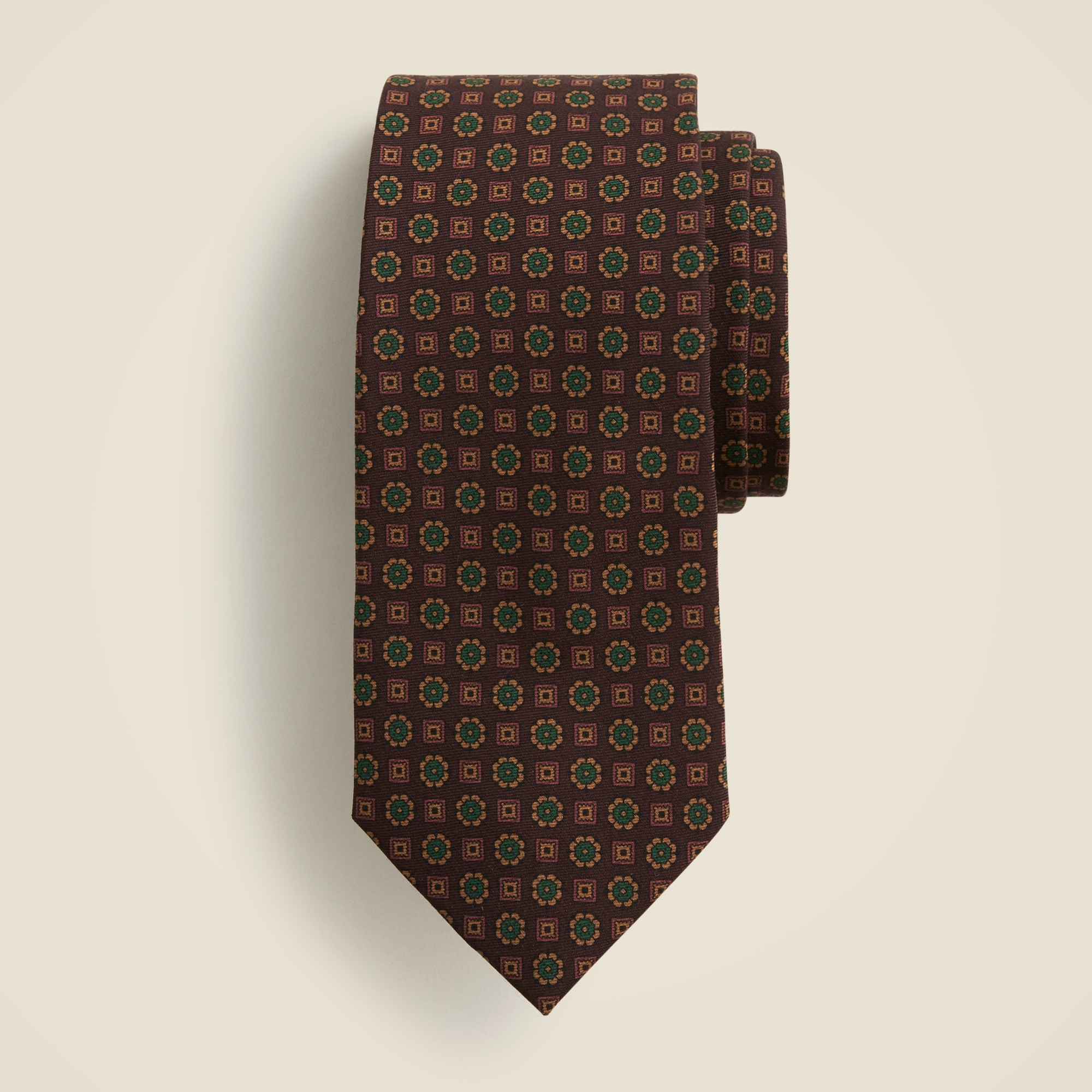 mens Italian silk-wool blend tie in print