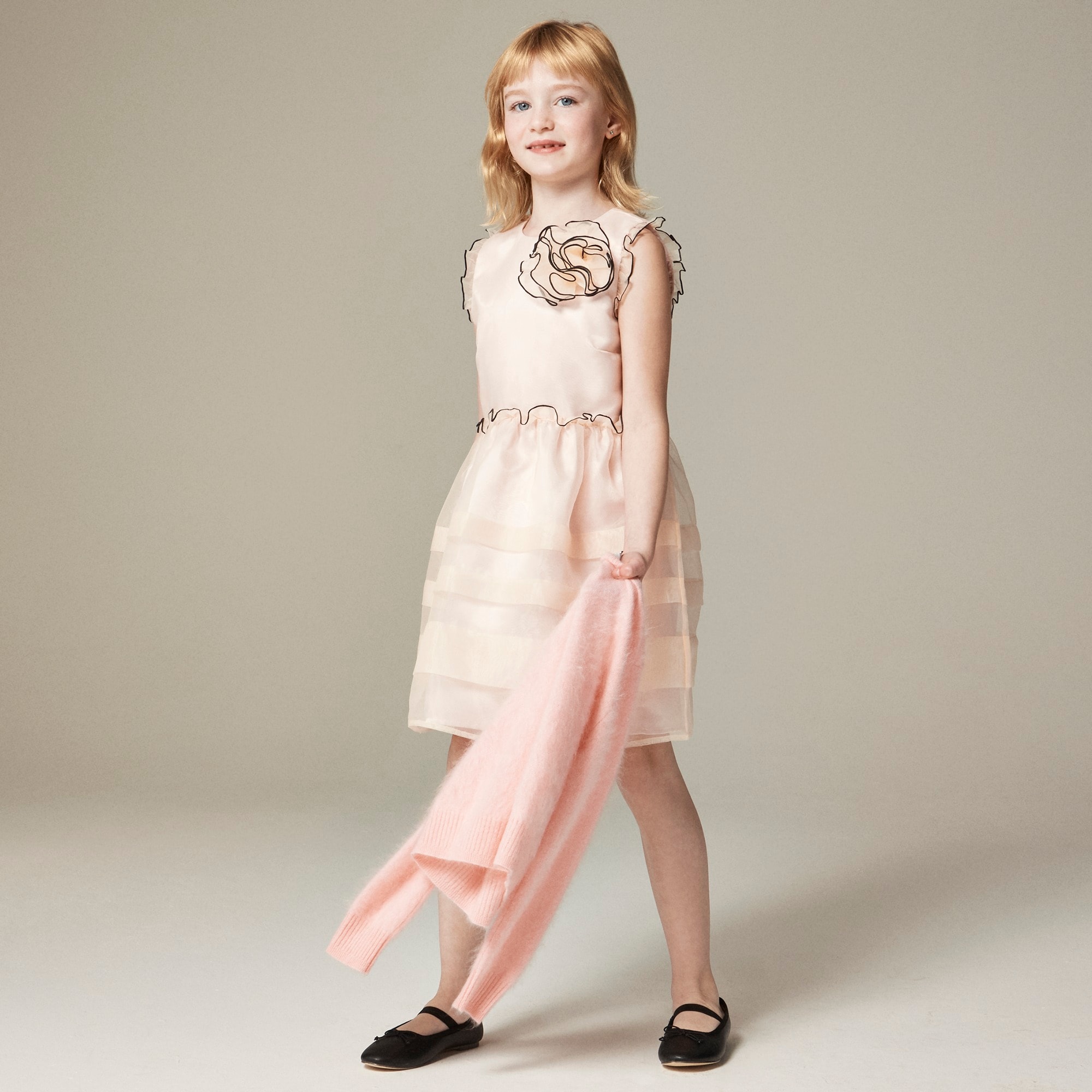 girls Girls' rosette ruffle dress in organza