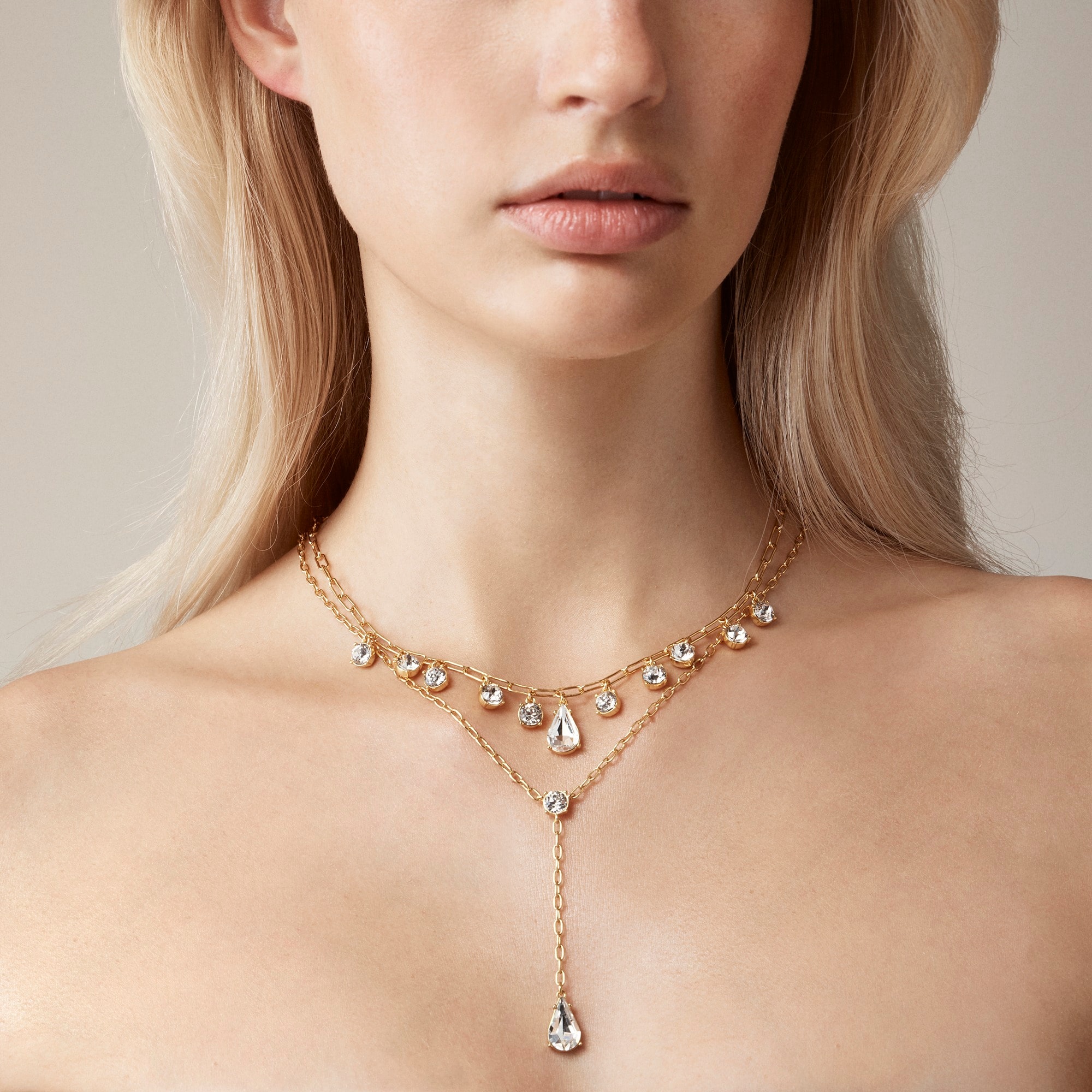 womens Layered crystal necklace