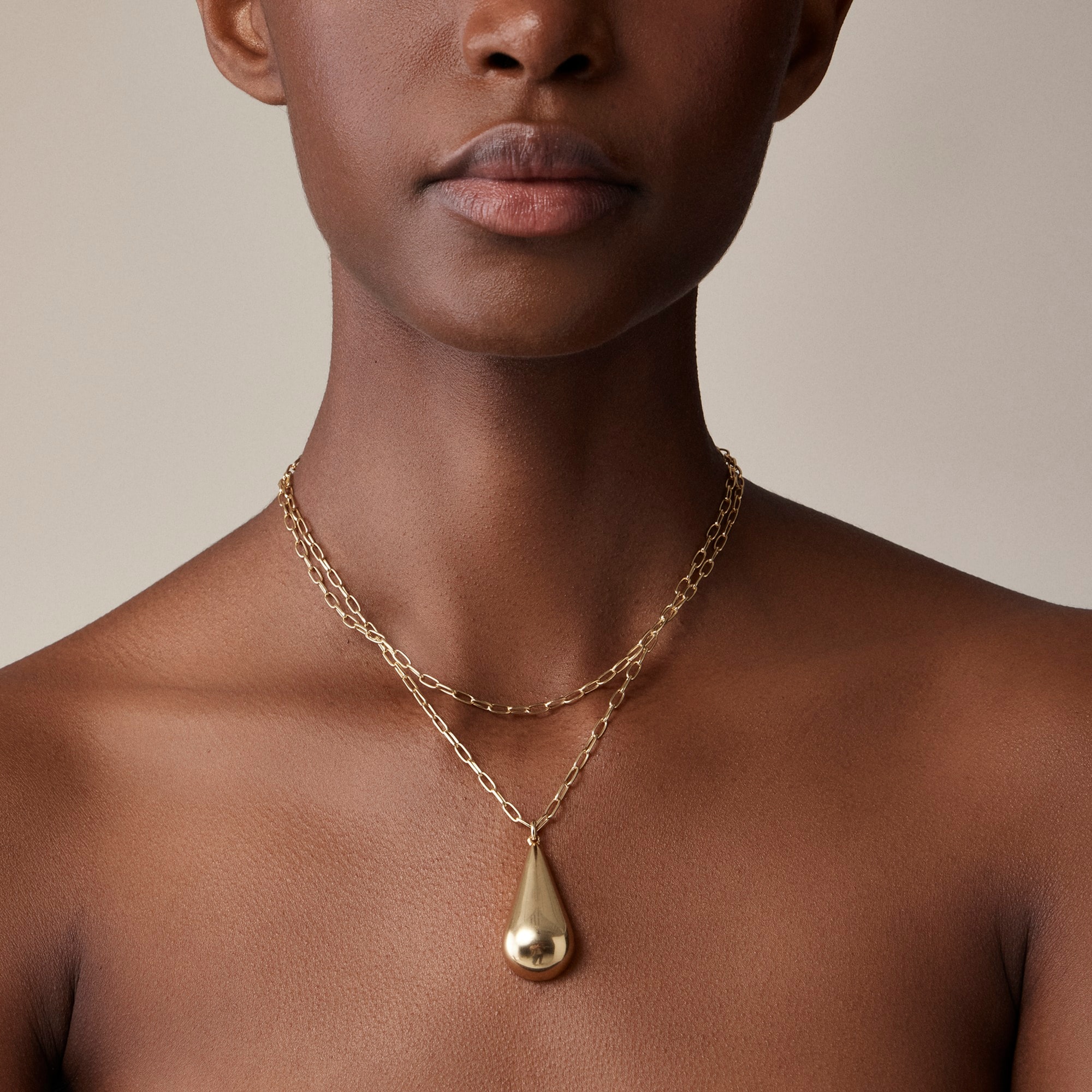 womens Long gold-tone teardrop necklace