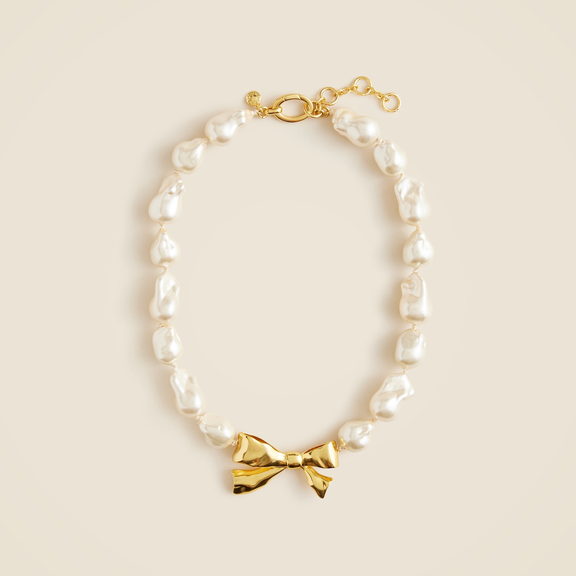 womens Baroque pearl bow necklace