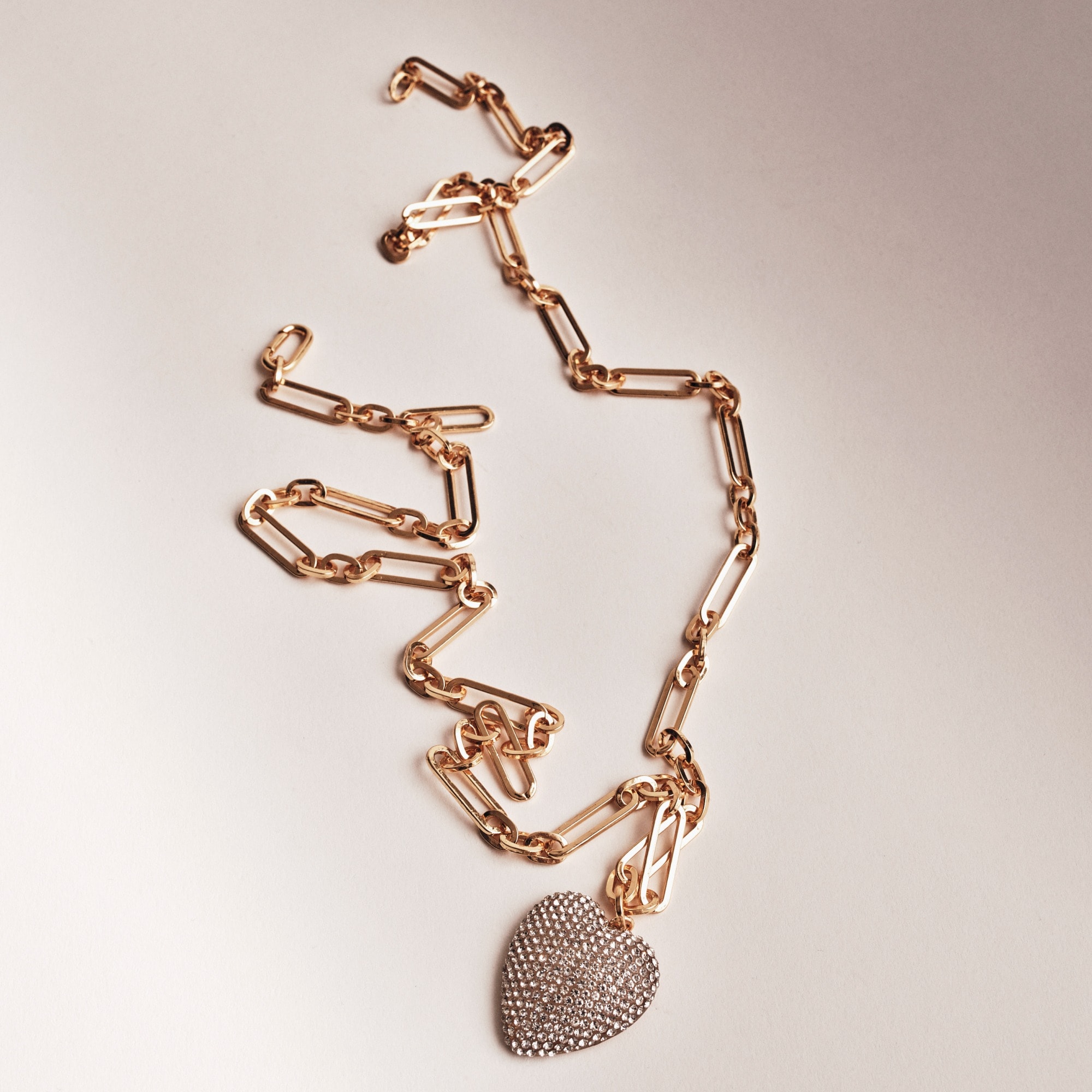  Pav&eacute; heart charm necklace