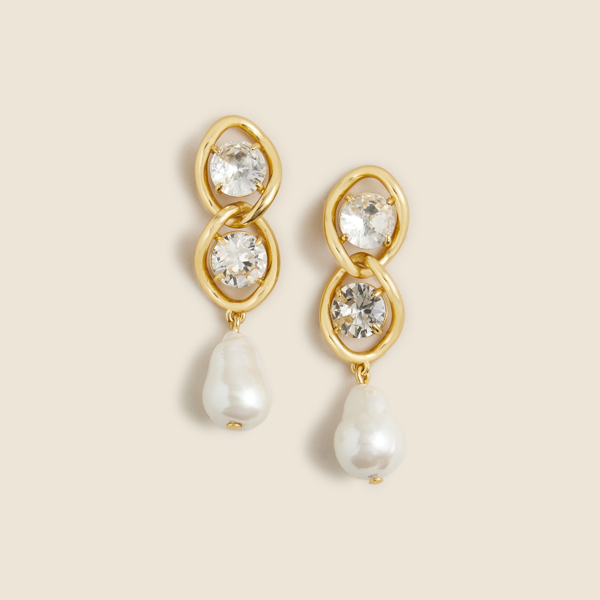 womens Sparkle pearl chainlink earrings