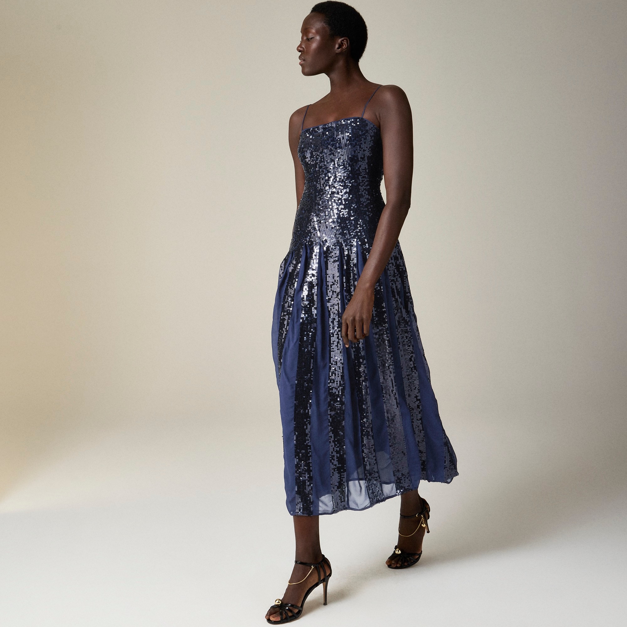 Christopher John Rogers X J.Crew pleated dress in sequins