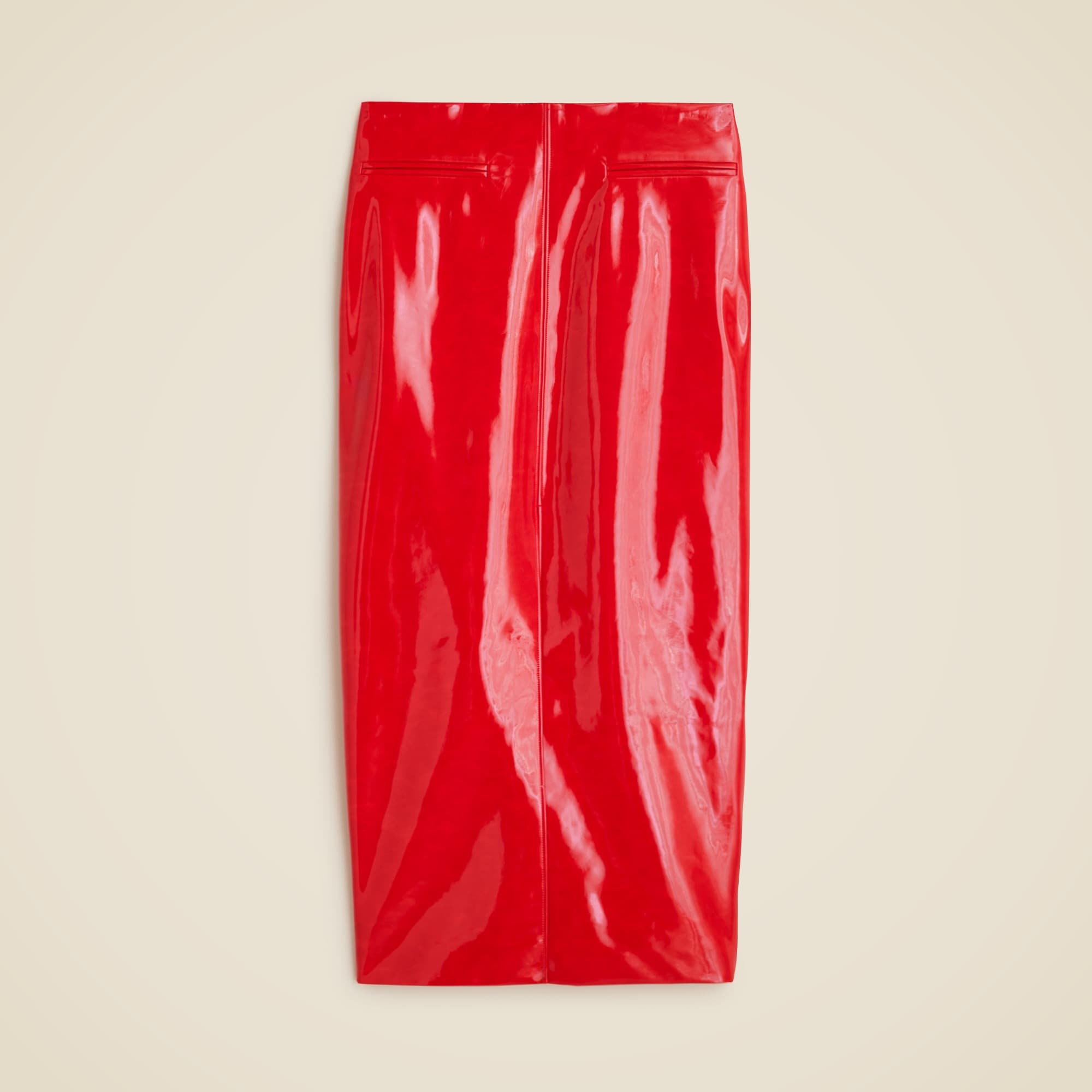 womens Christopher John Rogers X J.Crew front-slit skirt in red vinyl