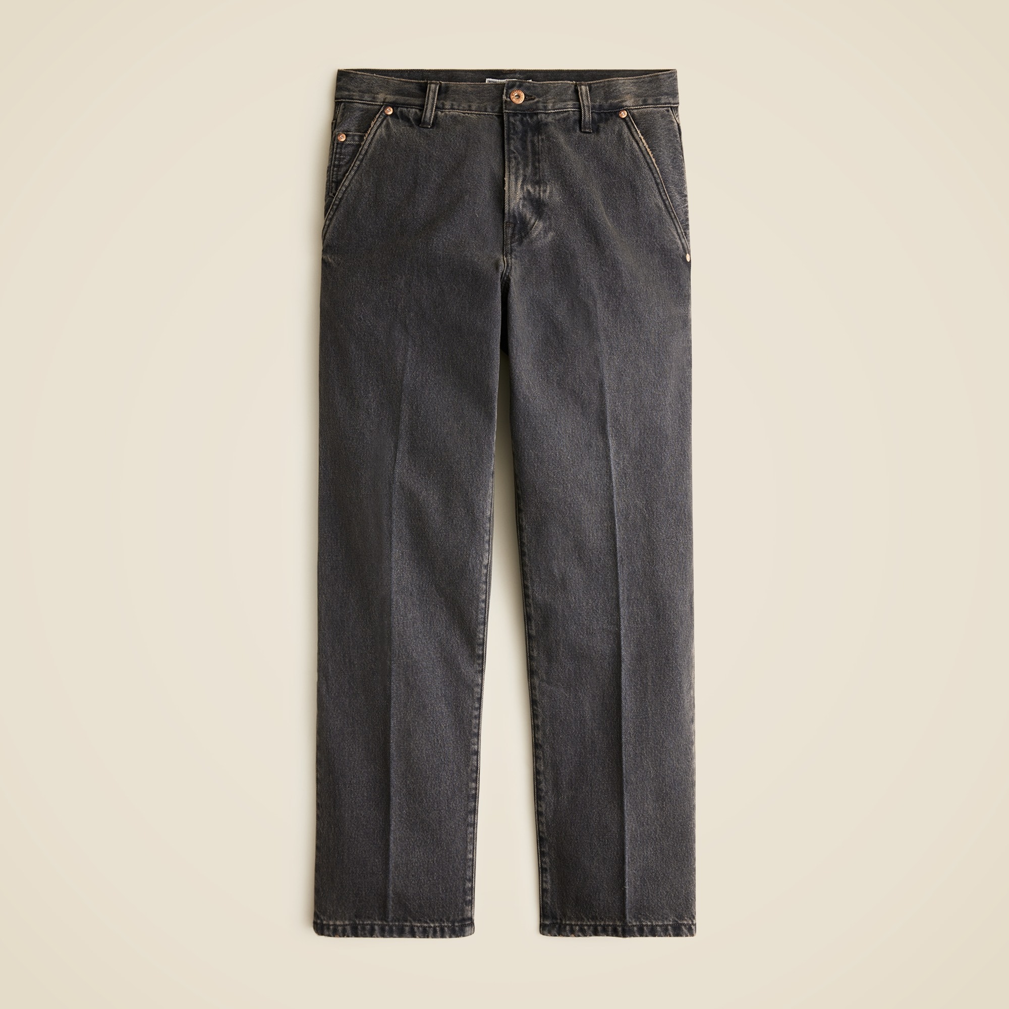 mens Wallace &amp; Barnes creased slant-pocket jean in faded black wash