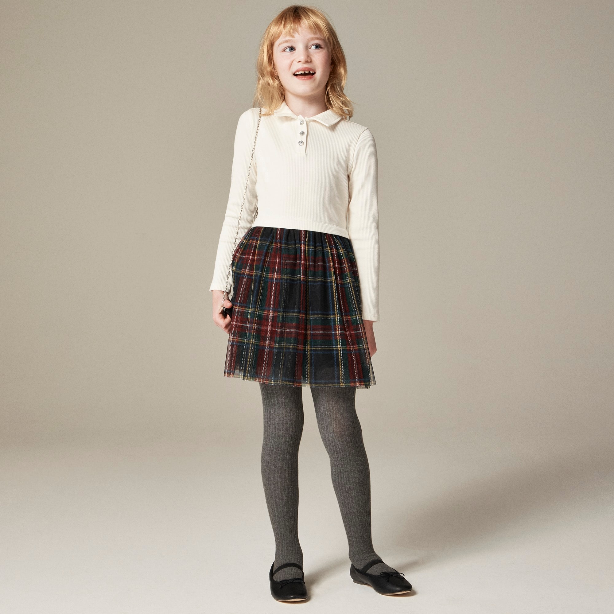  Girls' tartan tulle dress