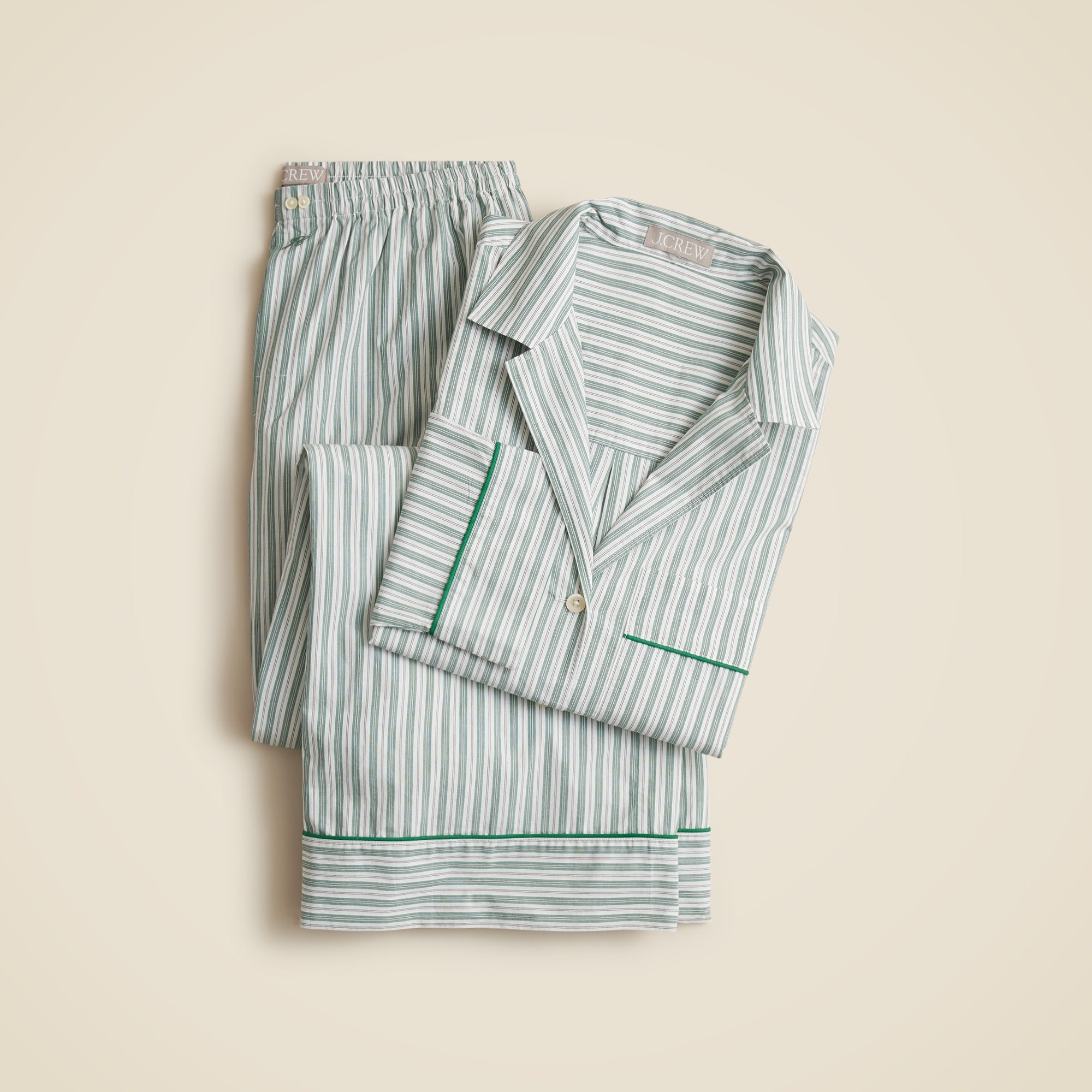  Pajama pant set in striped cotton poplin