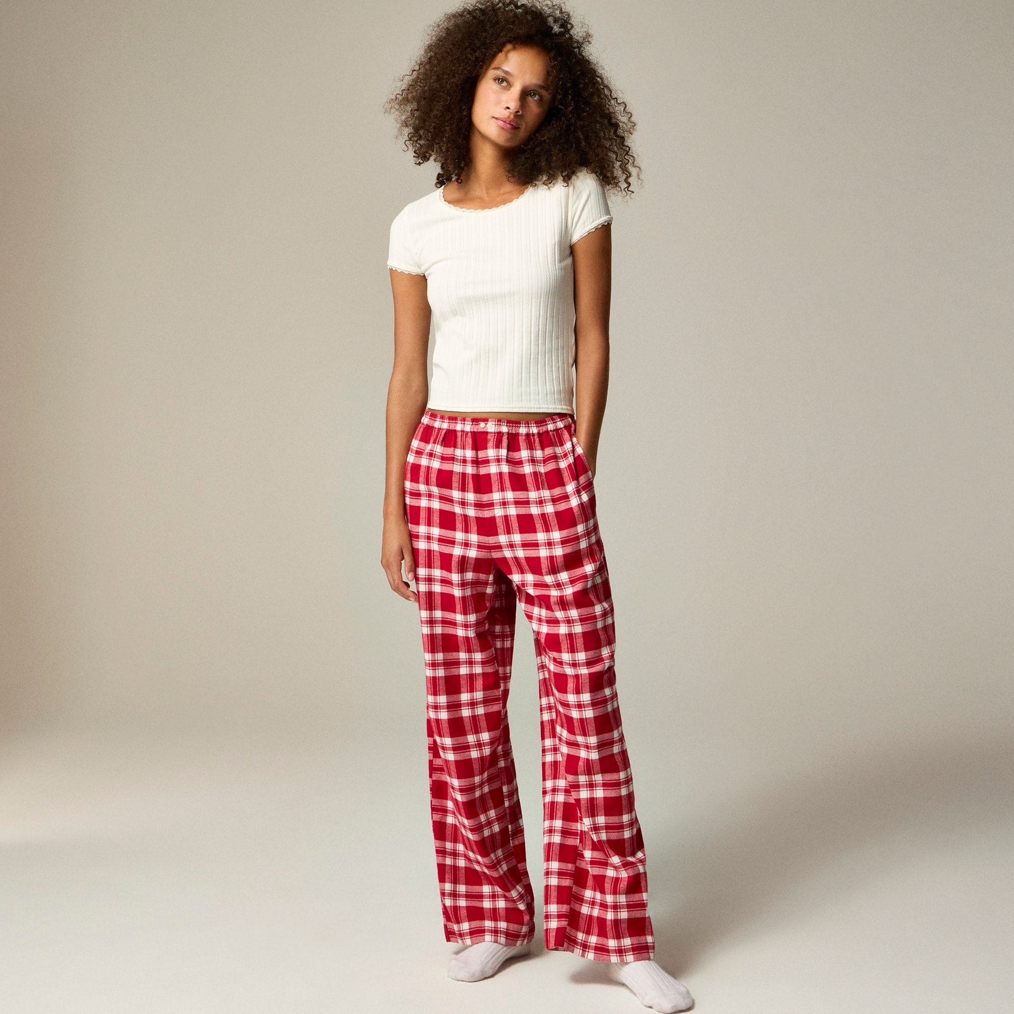 womens Pajama pant in plaid cotton flannel