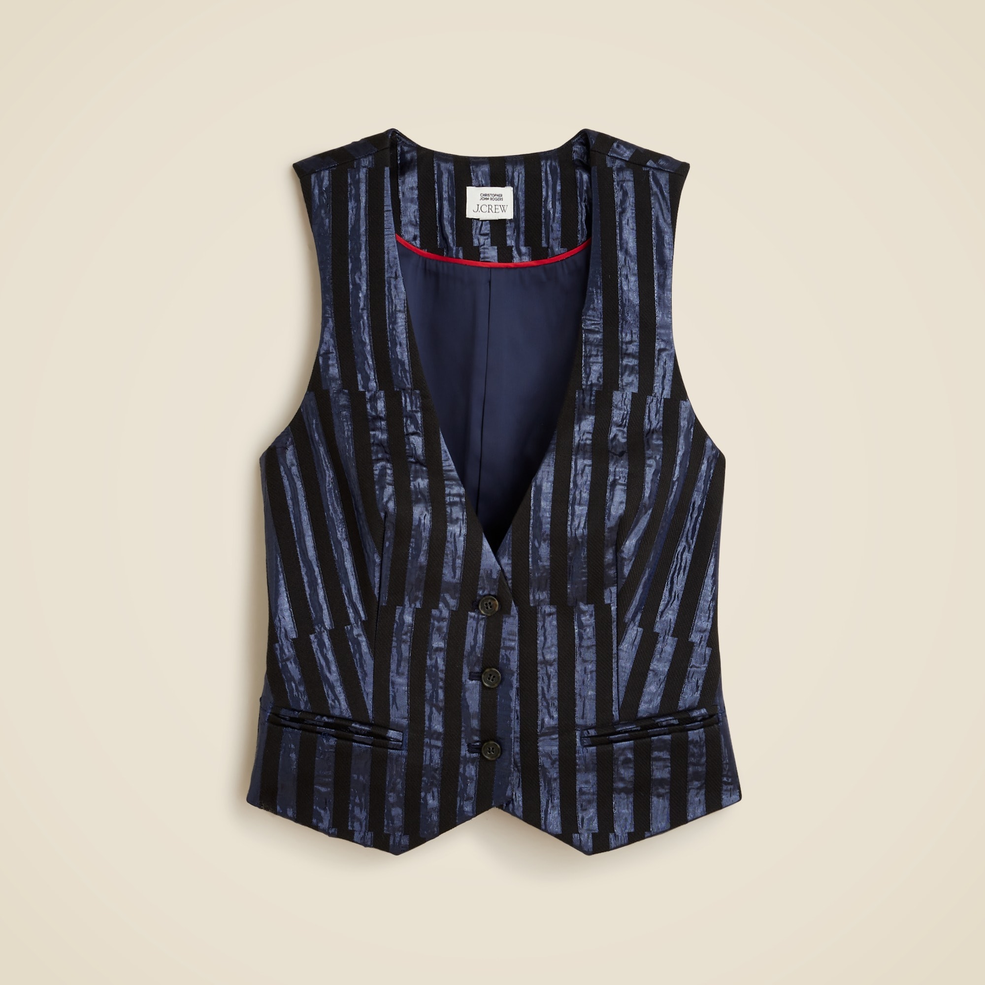 womens Christopher John Rogers x J.Crew slim-fit vest in metallic stripe