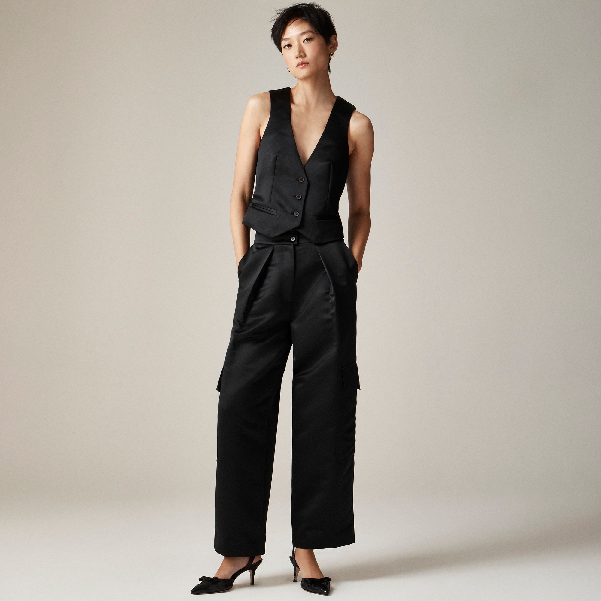 womens Christopher John Rogers x J.Crew high-rise cargo pant in duchesse satin