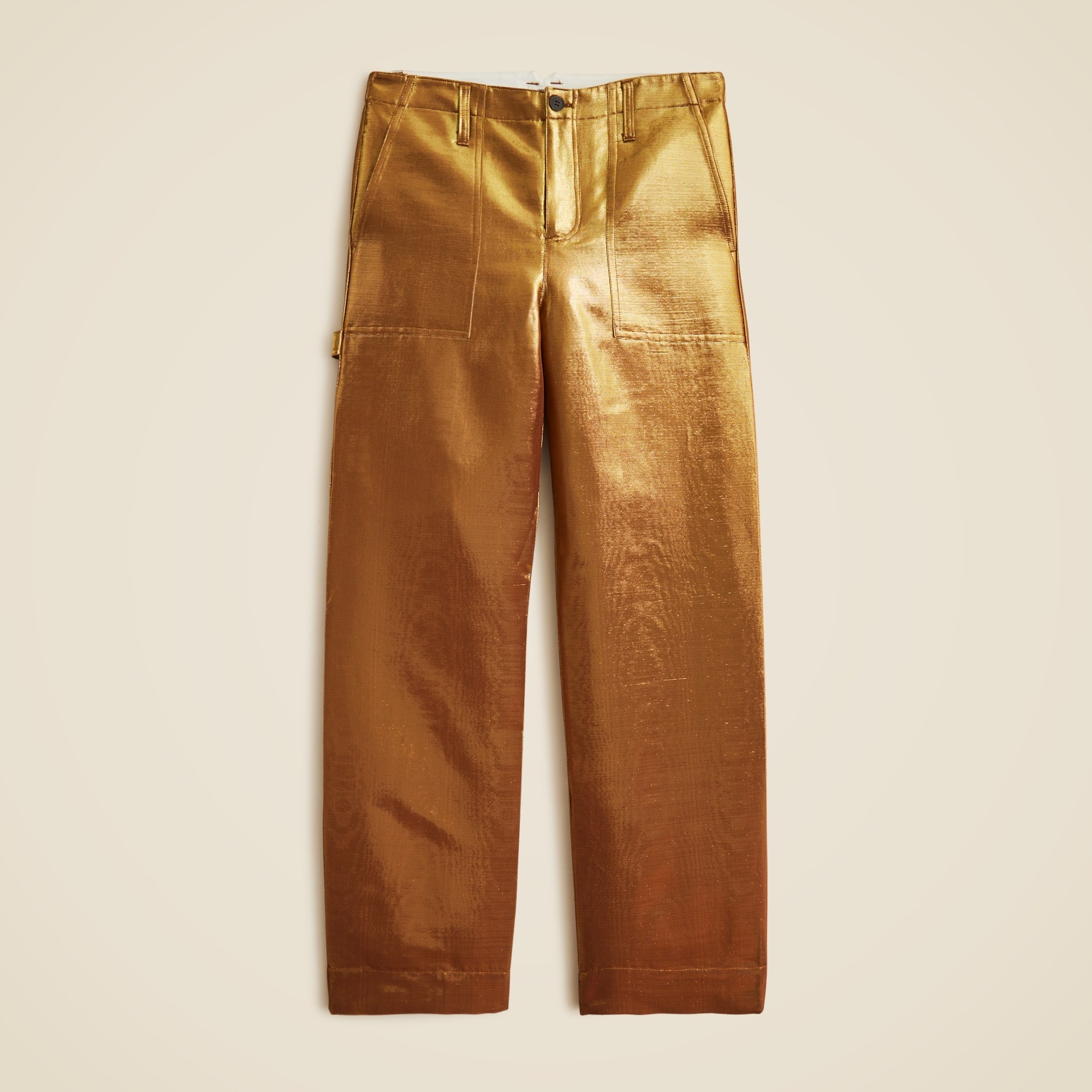 womens Christopher John Rogers x J.Crew wide-leg pant in gold lam&eacute;