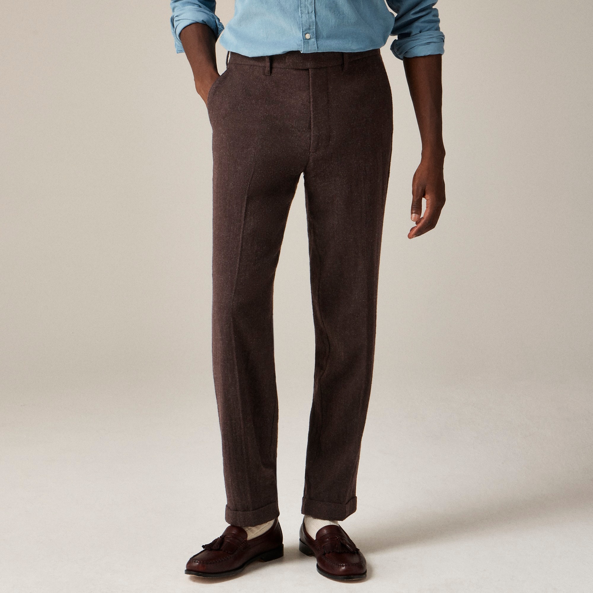 mens Classic creased trouser in Japanese wool blend