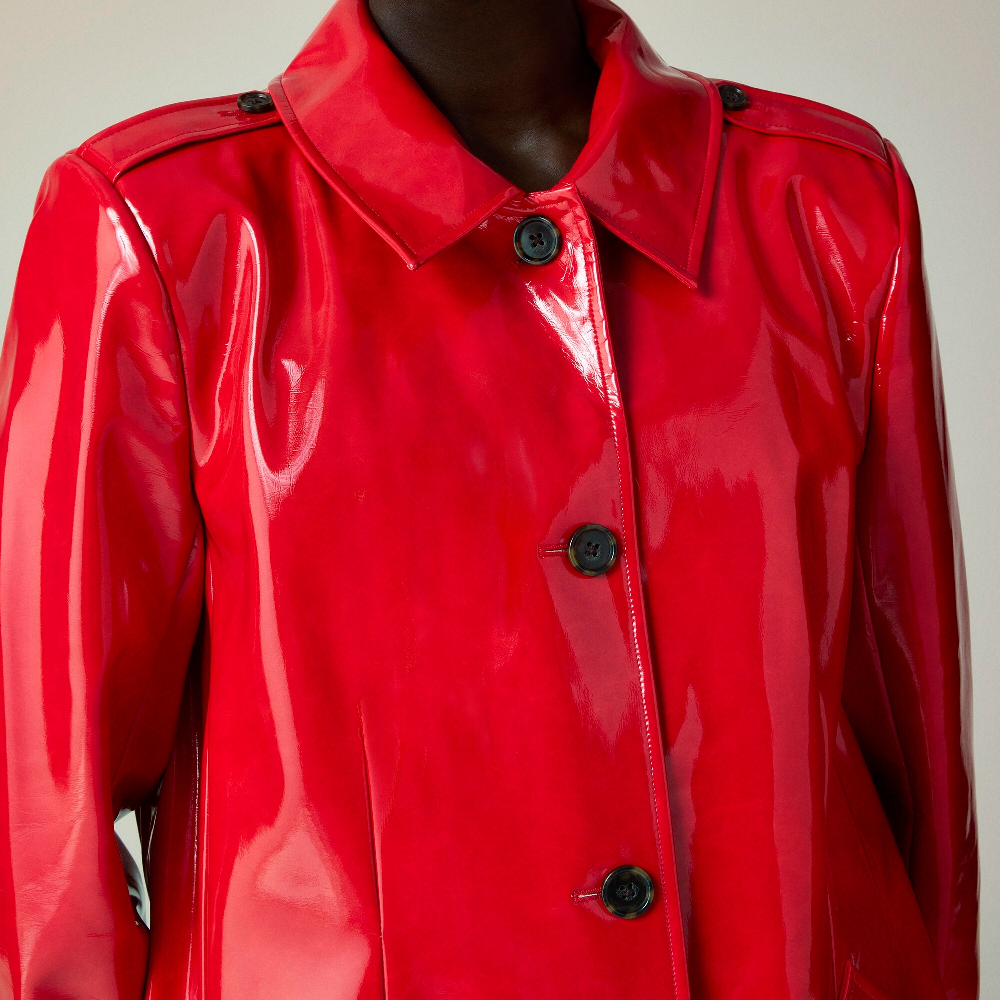 Christopher John Rogers X J.Crew topcoat in red vinyl