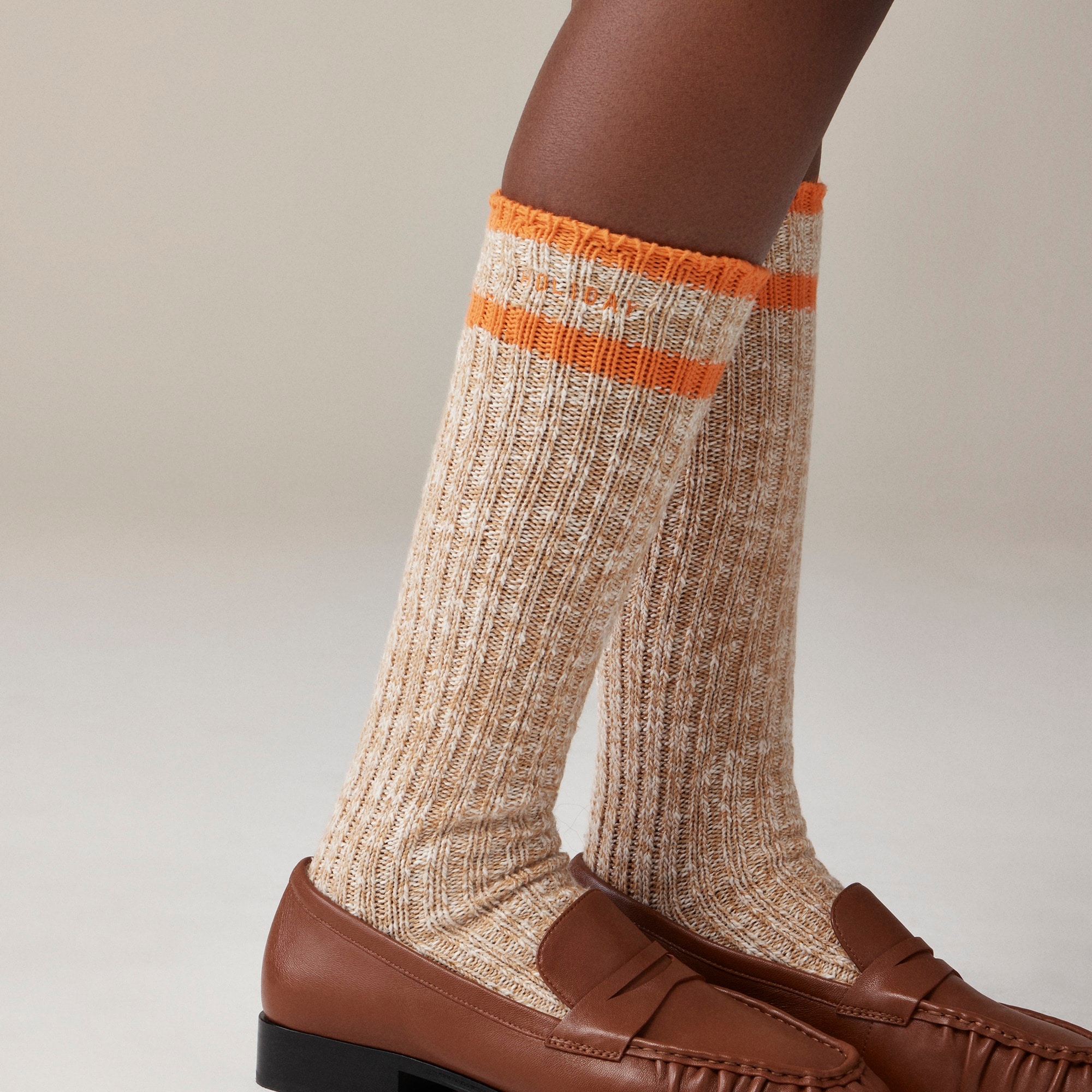  Limited-edition Holiday X J.Crew knee-high ribbed socks in wool blend