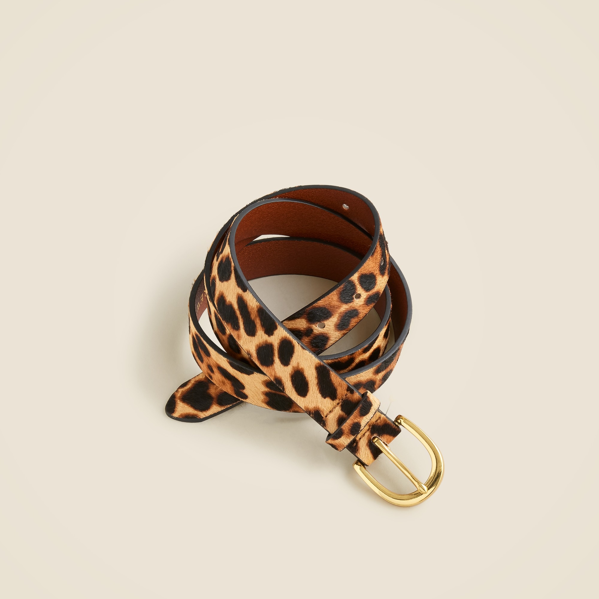 womens Calf hair belt in leopard