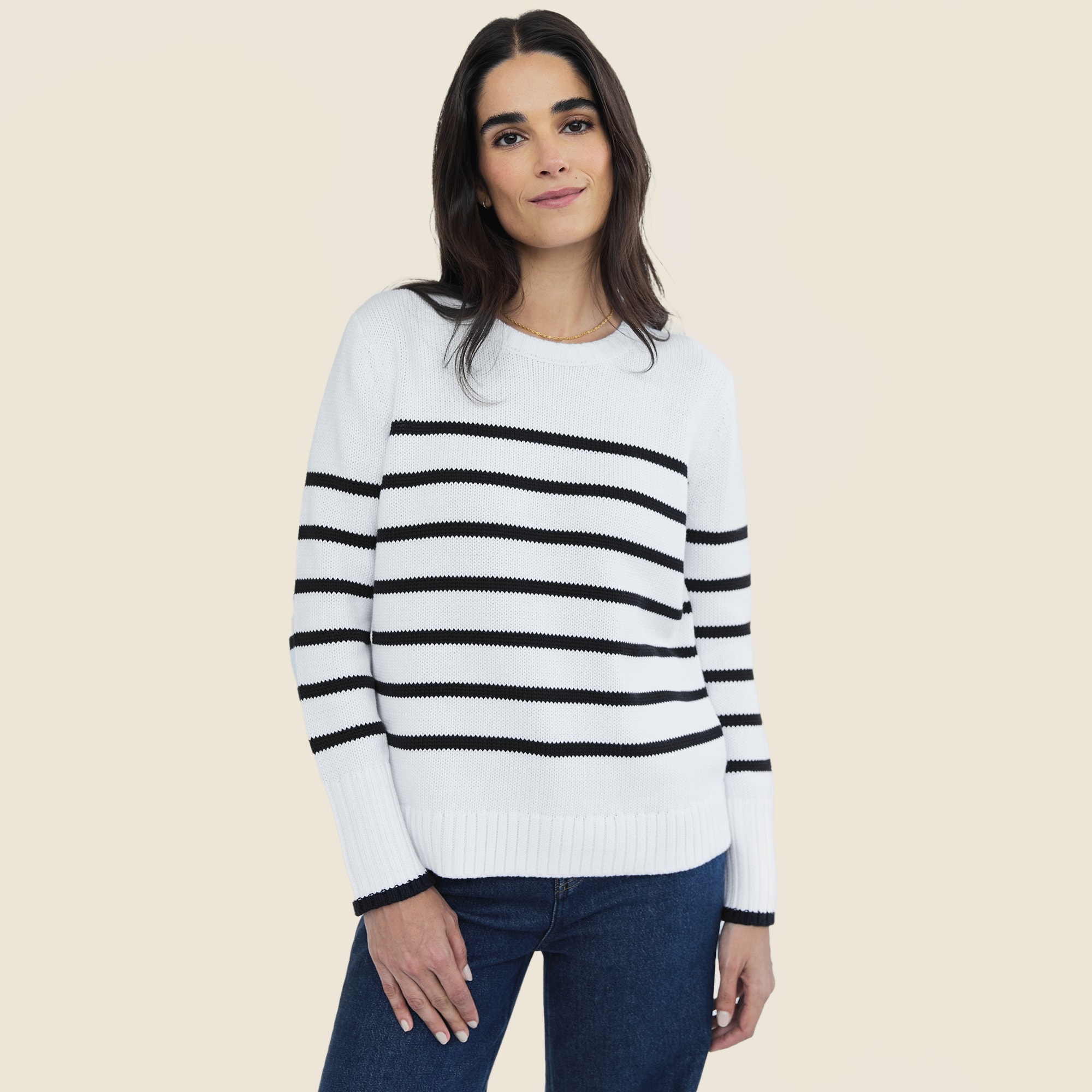 womens State of Cotton NYC Addison striped crewneck sweater